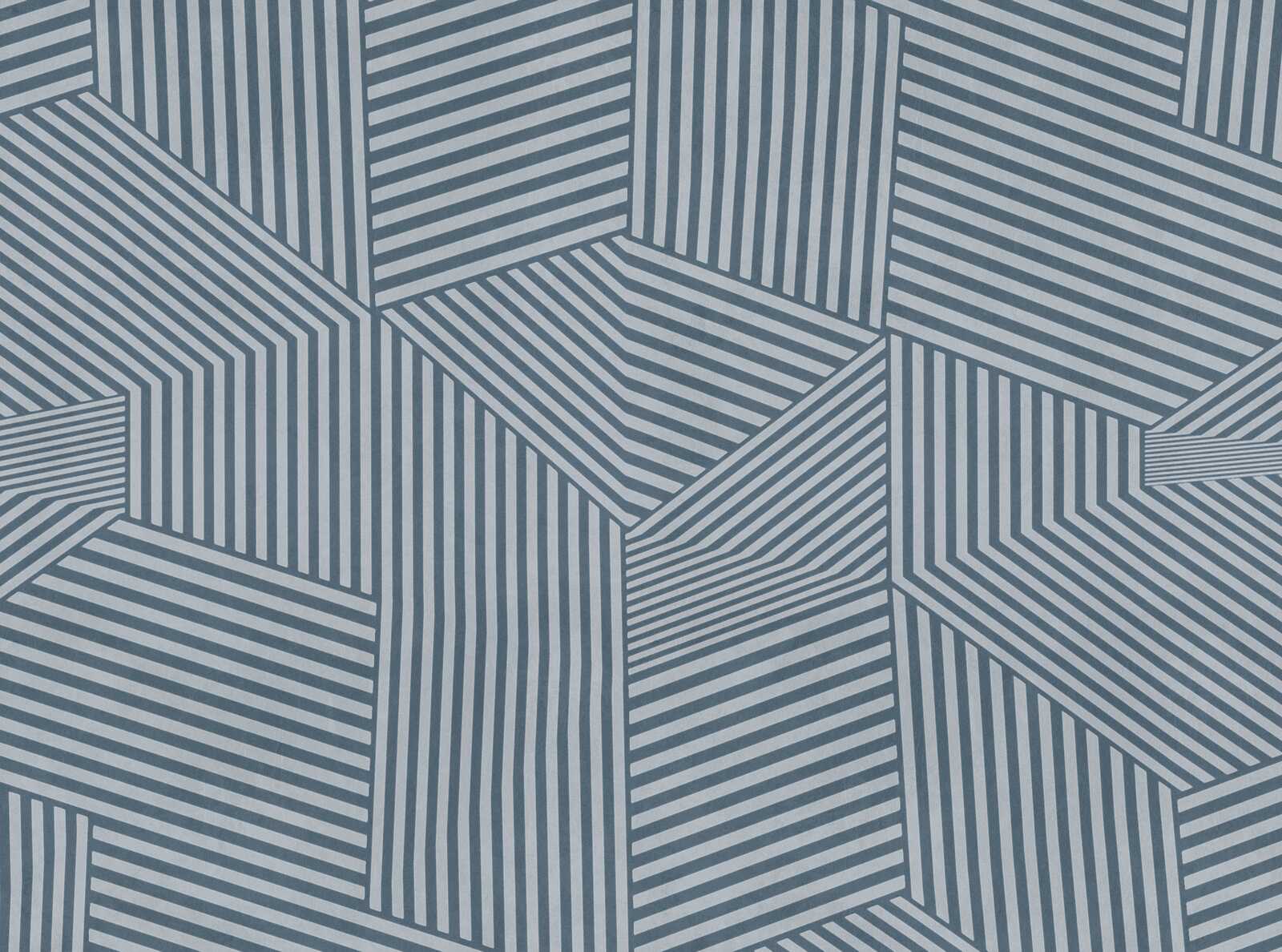 musternde Tapete,  geometrisches Muster,  blau-grau,  Streifen,  kachelartige Blöcke