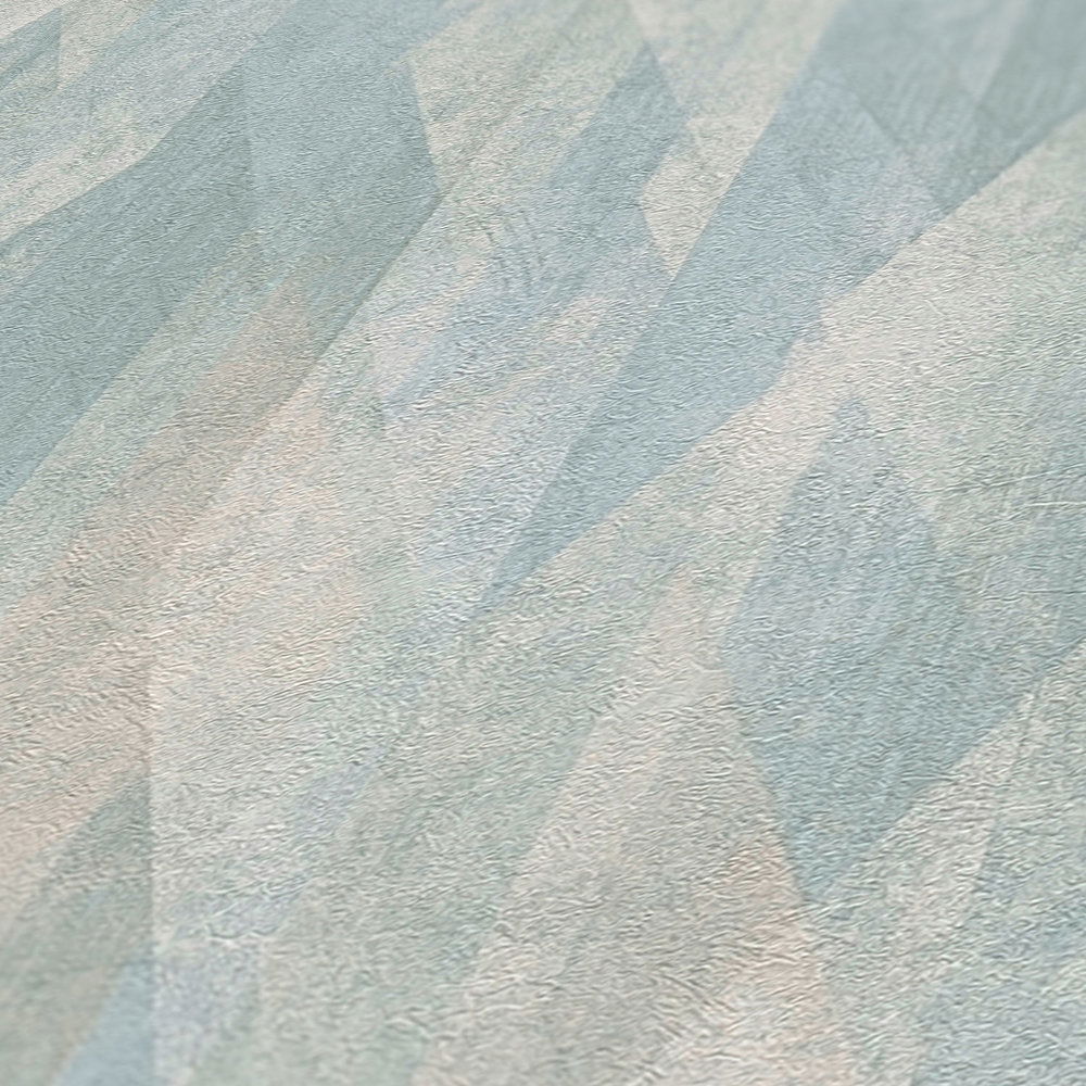             Pattern wallpaper with graphic lozenges - turquoise, blue, cream
        