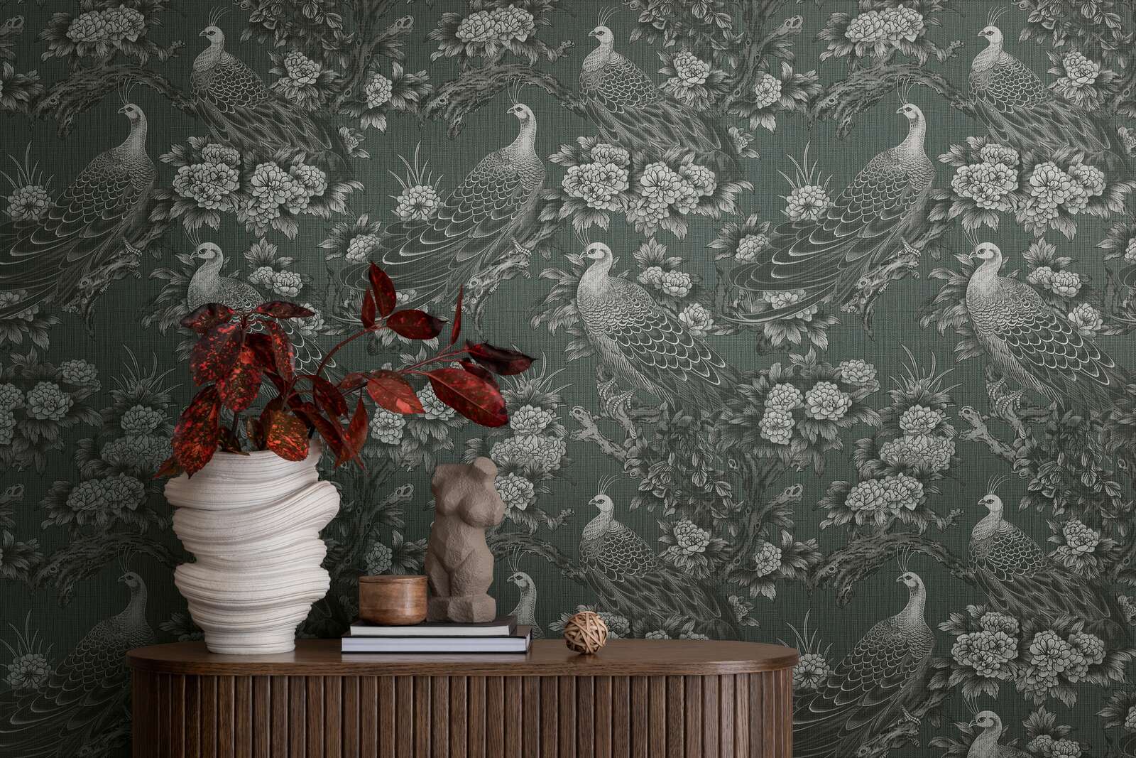 MICHALSKY Vliestapete im englischem Landhausstil floral – Grau, Schwarz
