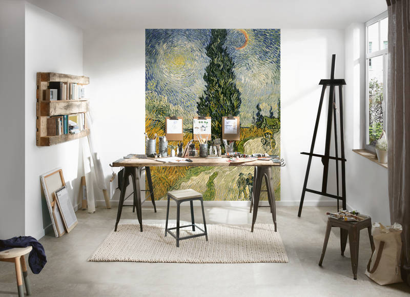             Fototapete 'Straße mit Zypressen und Stern' von Vincent van Gogh
        