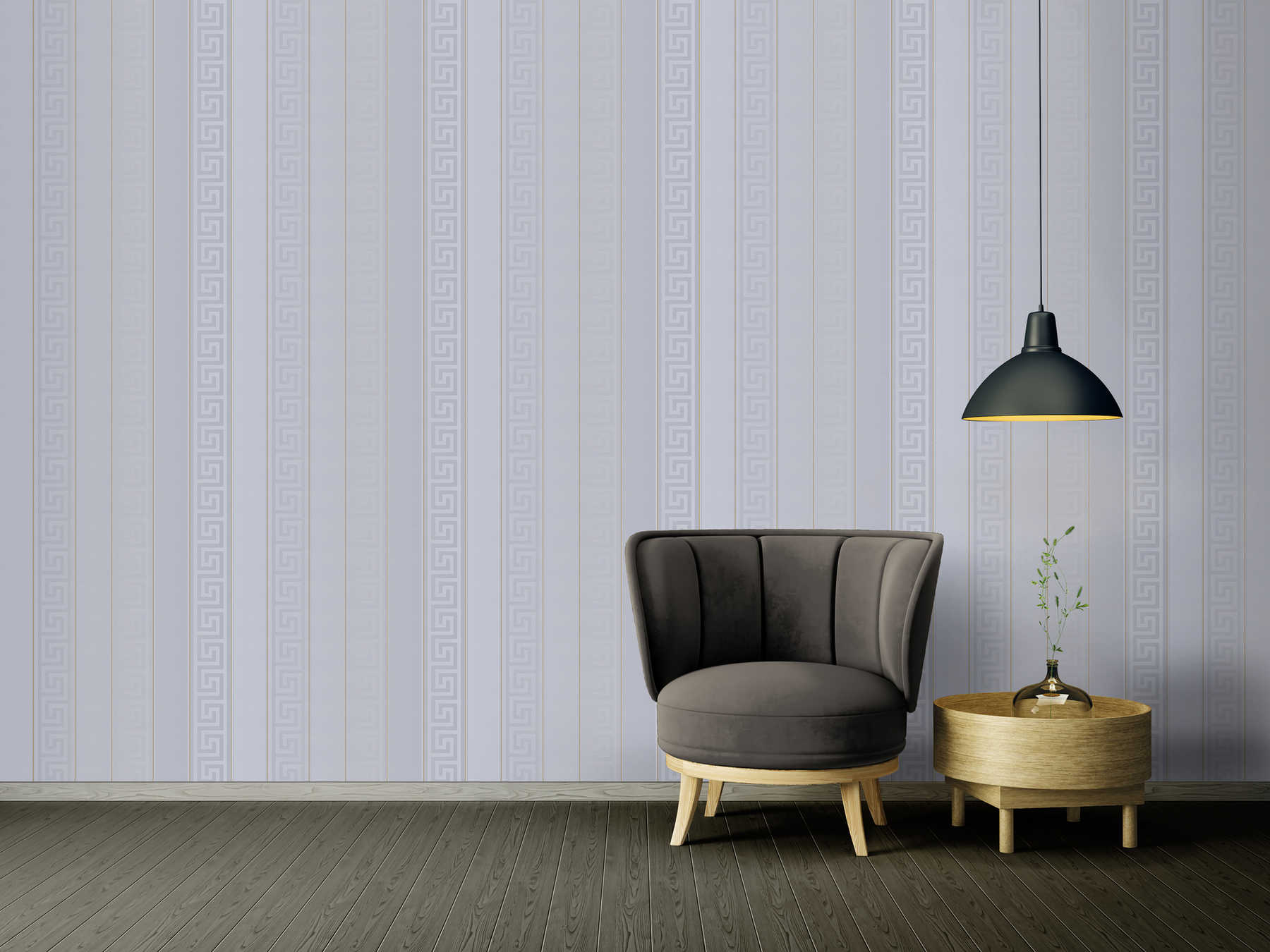 VERSACE Tapete gestreift mit Metallic-Effekt – Silber, Grau