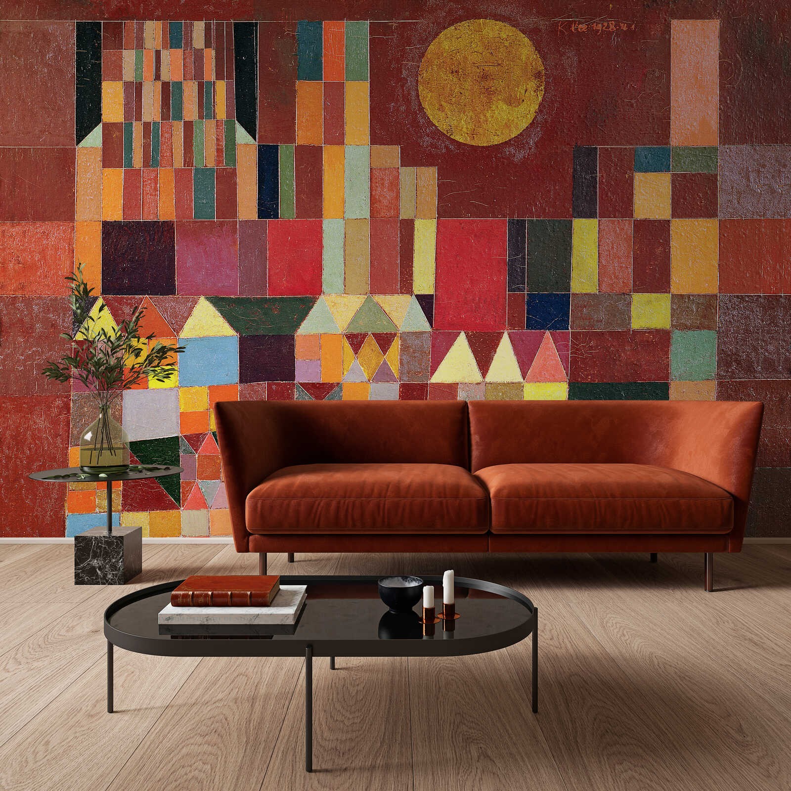 Sofa, Rot, Leder, Wohnzimmer, Wandkunst