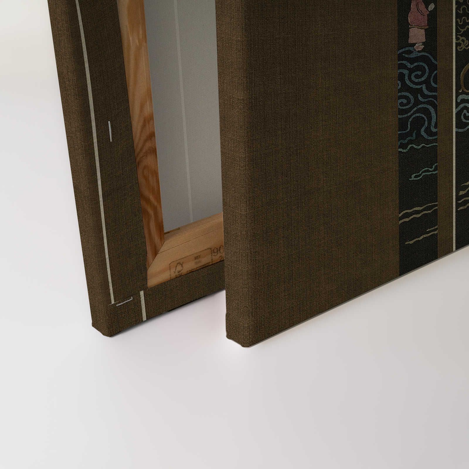 Adlon 4 - Leinwandbild Schwarz-Braun Asian Retro Design – 0,90 m x 0,60 m