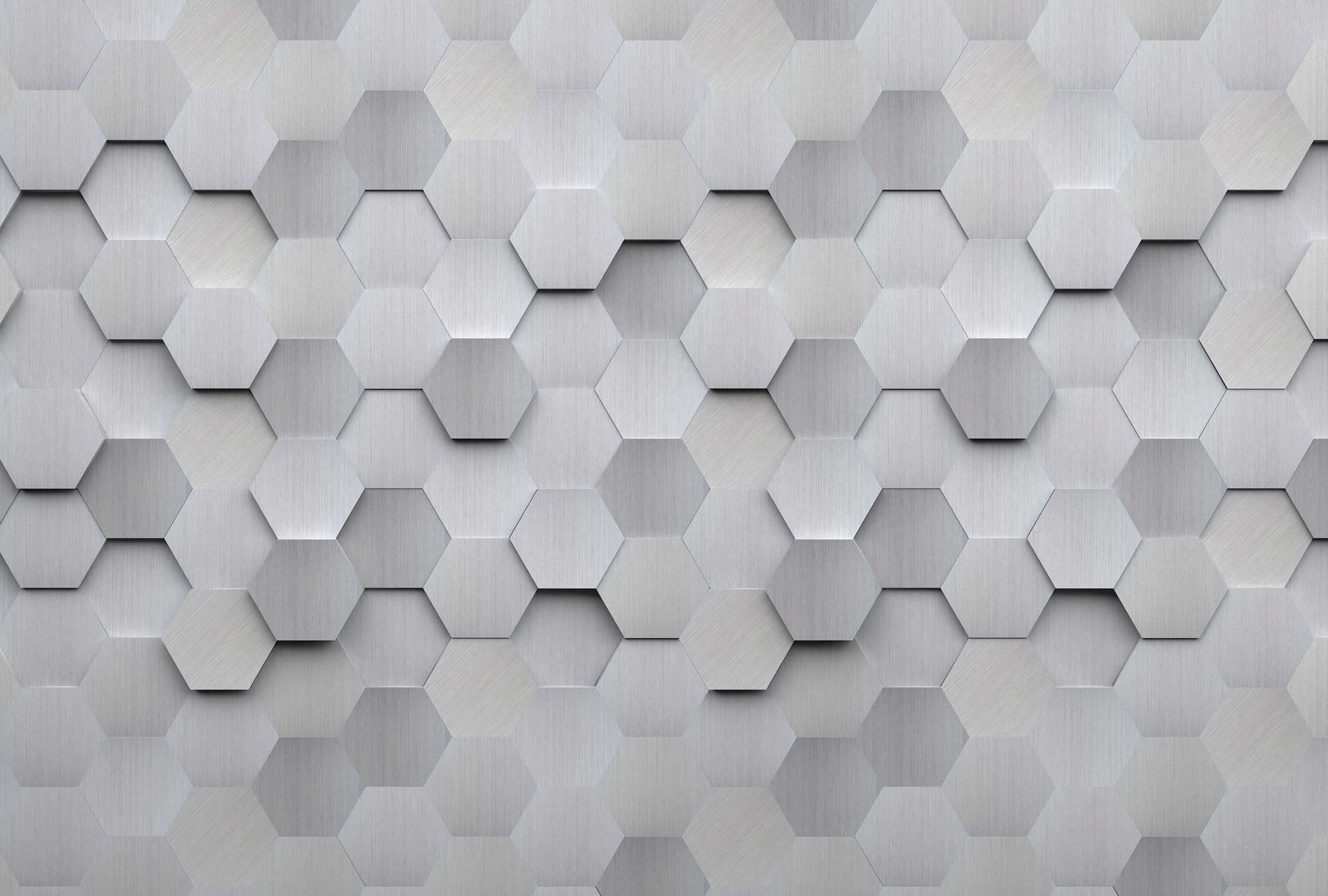             Hexagon Vliestapete – 3D Foto Tapete für moderne Wandgestaltung – Grau, Weiß
        
