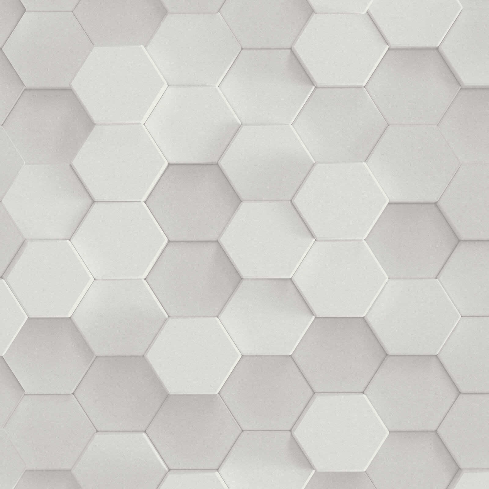         Selbstklebendes Panel 3D-Hexagon – Stilvolles geometrisches Muster für eine urbane Atmosphäre – Grau, Weiß
    