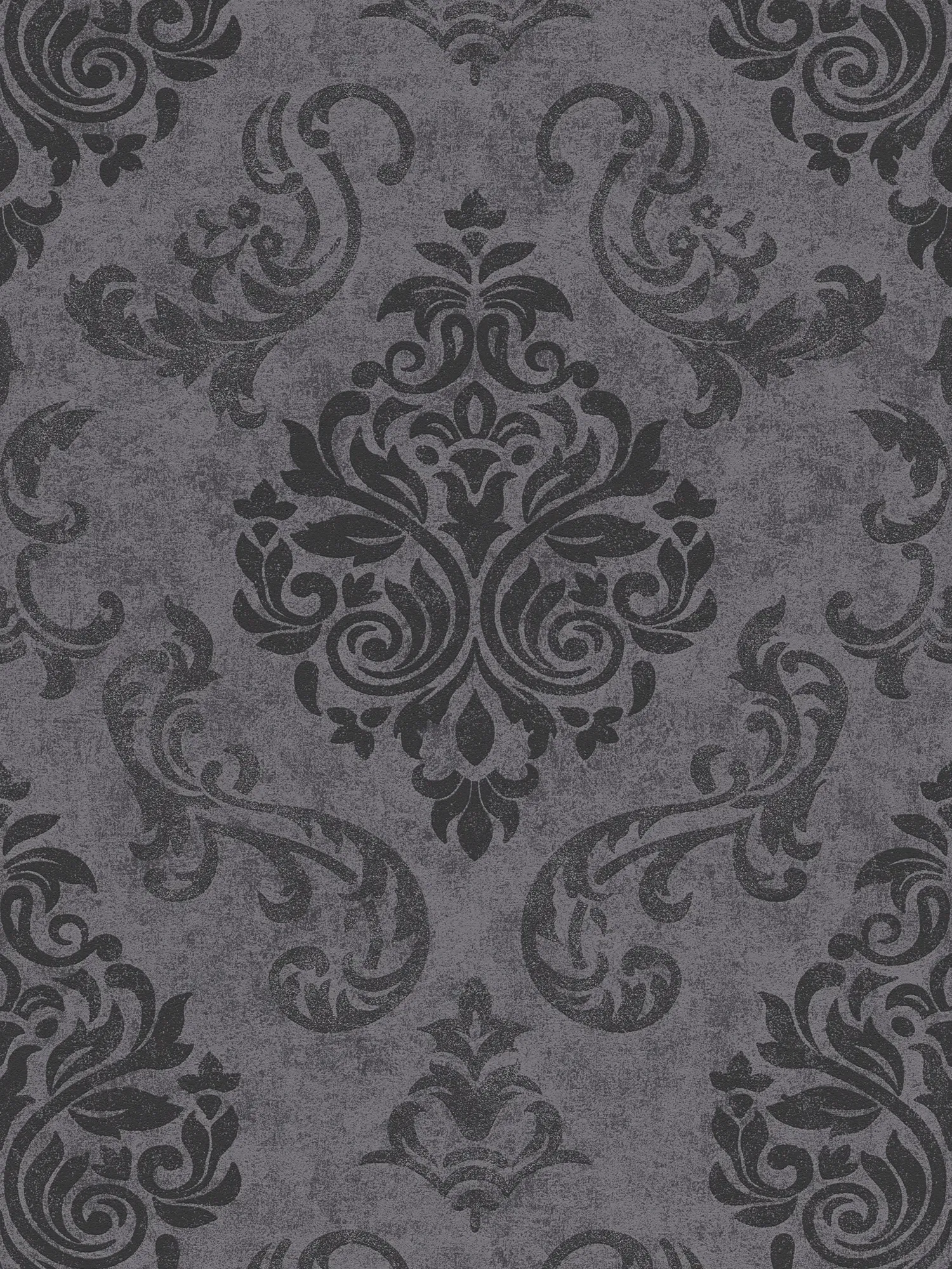         Ornamenten behang barok met glittereffect - grijs, metallic, zwart
    