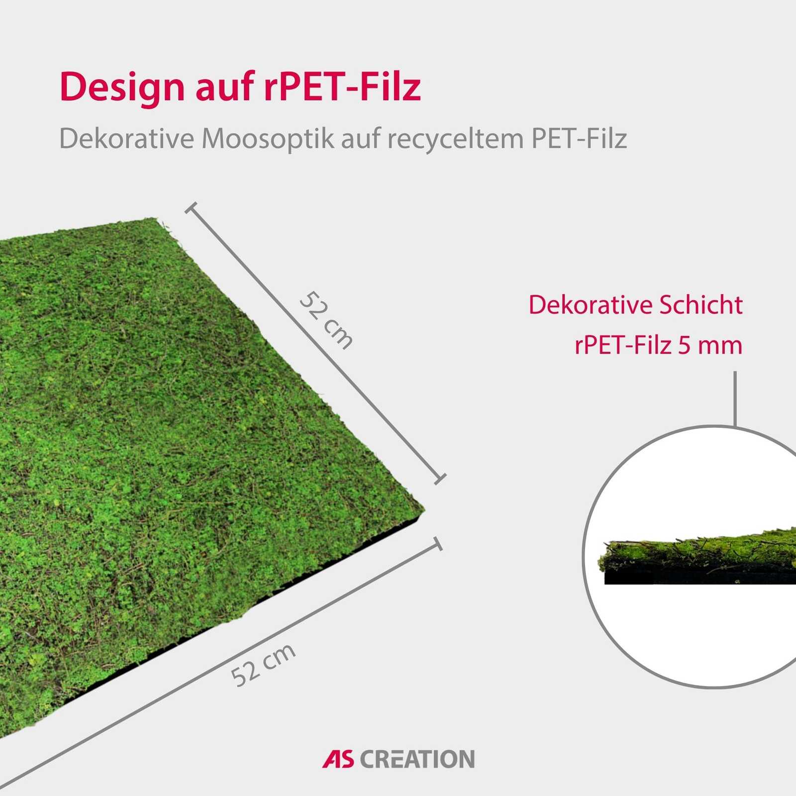 moosfaser, kachel, dekoration, pflanze, recycelter PET-Filz