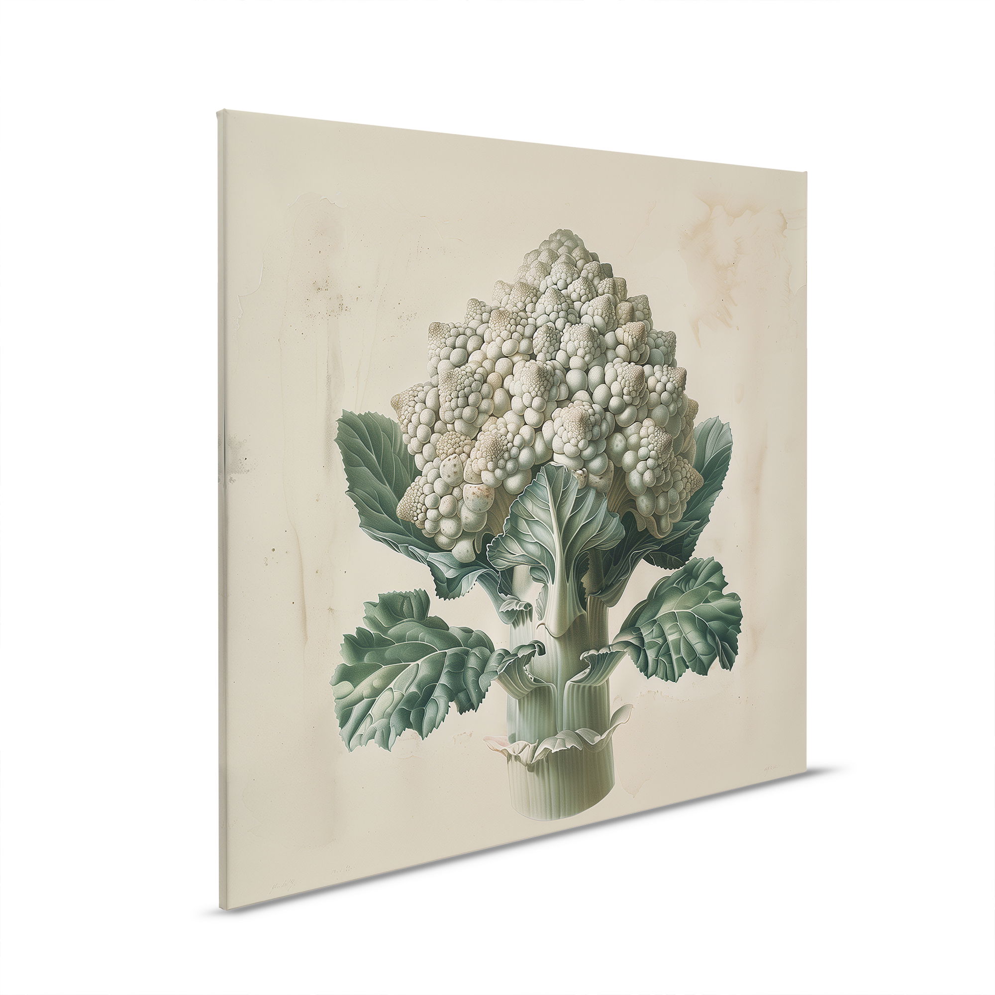         Romanesco wit - Zachte elegantie op canvas, ideaal voor keuken en eetkamer - 30 x 30 cm - Crème, Beige
    