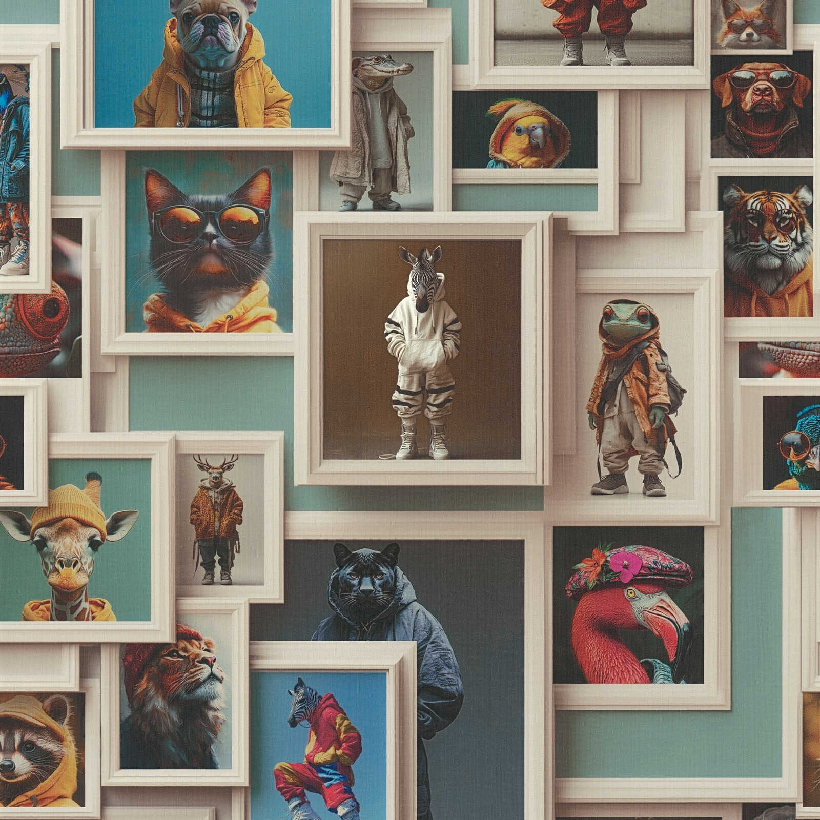 Kunst, Collage, Tiger, Tierwelt, Katze