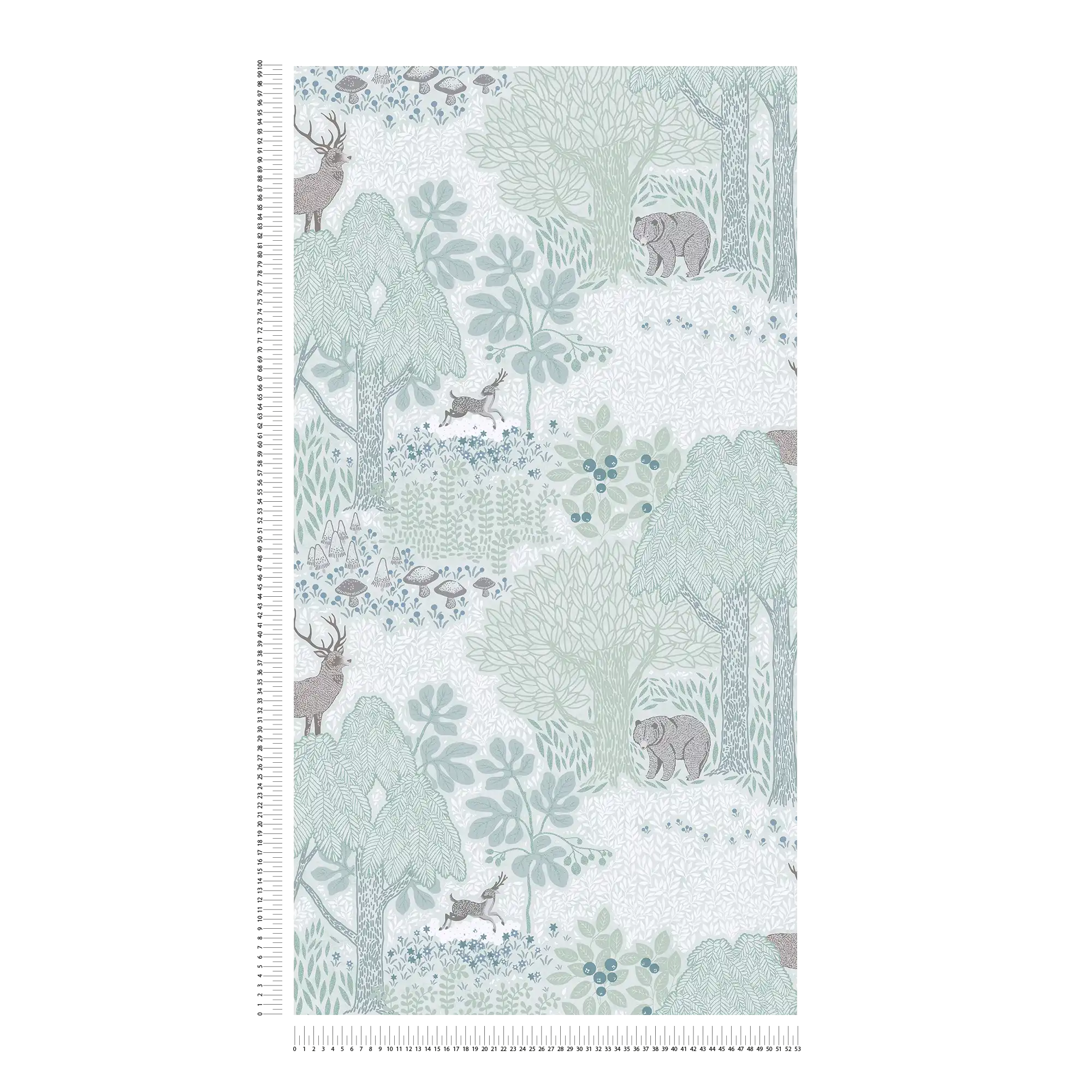             Zauberhafte Wald Kinderzimmer Vliestapete mit Waldtieren für kleine Naturfreunde – Braun, Grün, Weiß
        