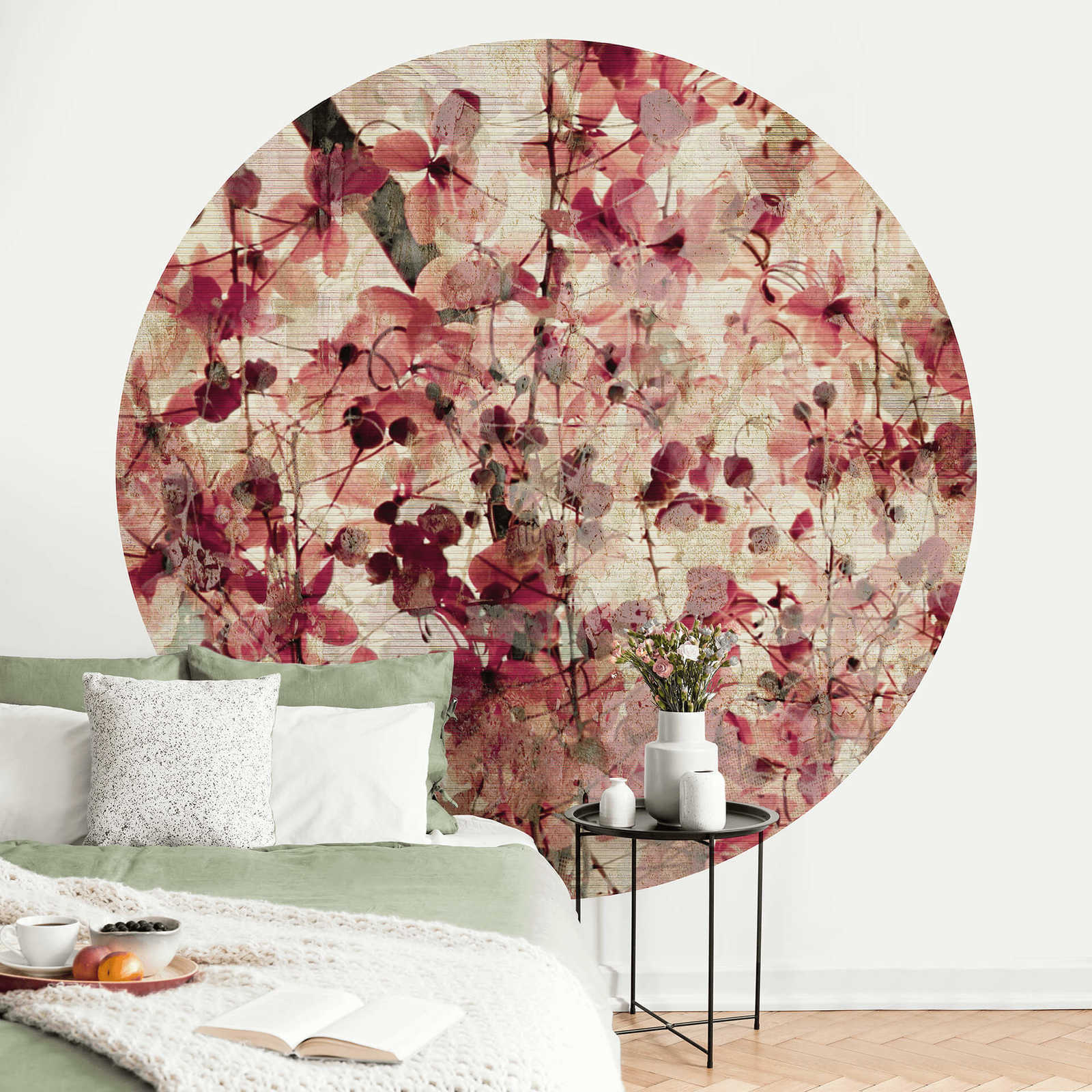             Fototapete rund Blumenmuster im Vintage Stil
        
