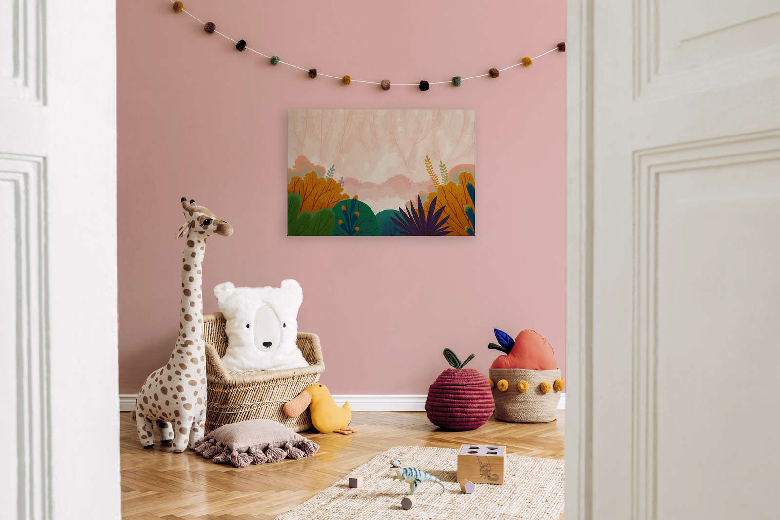             Leinwand Sträucher im Comic-Stil – 90 cm x 60 cm
        