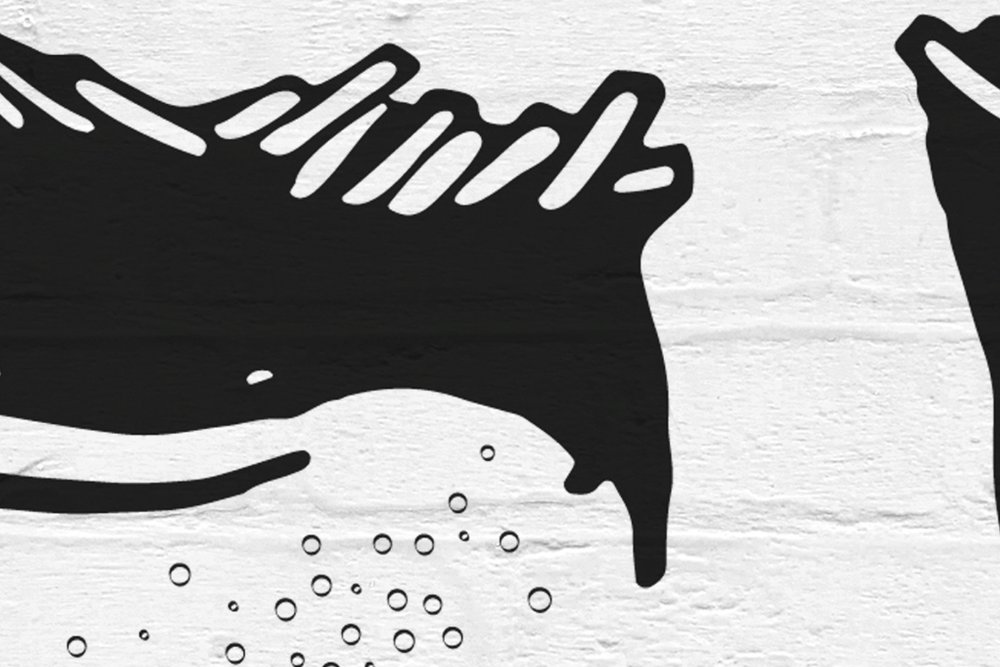             Weiße Fototapete Steinoptik mit Männer Portrait im Zeichenstil
        