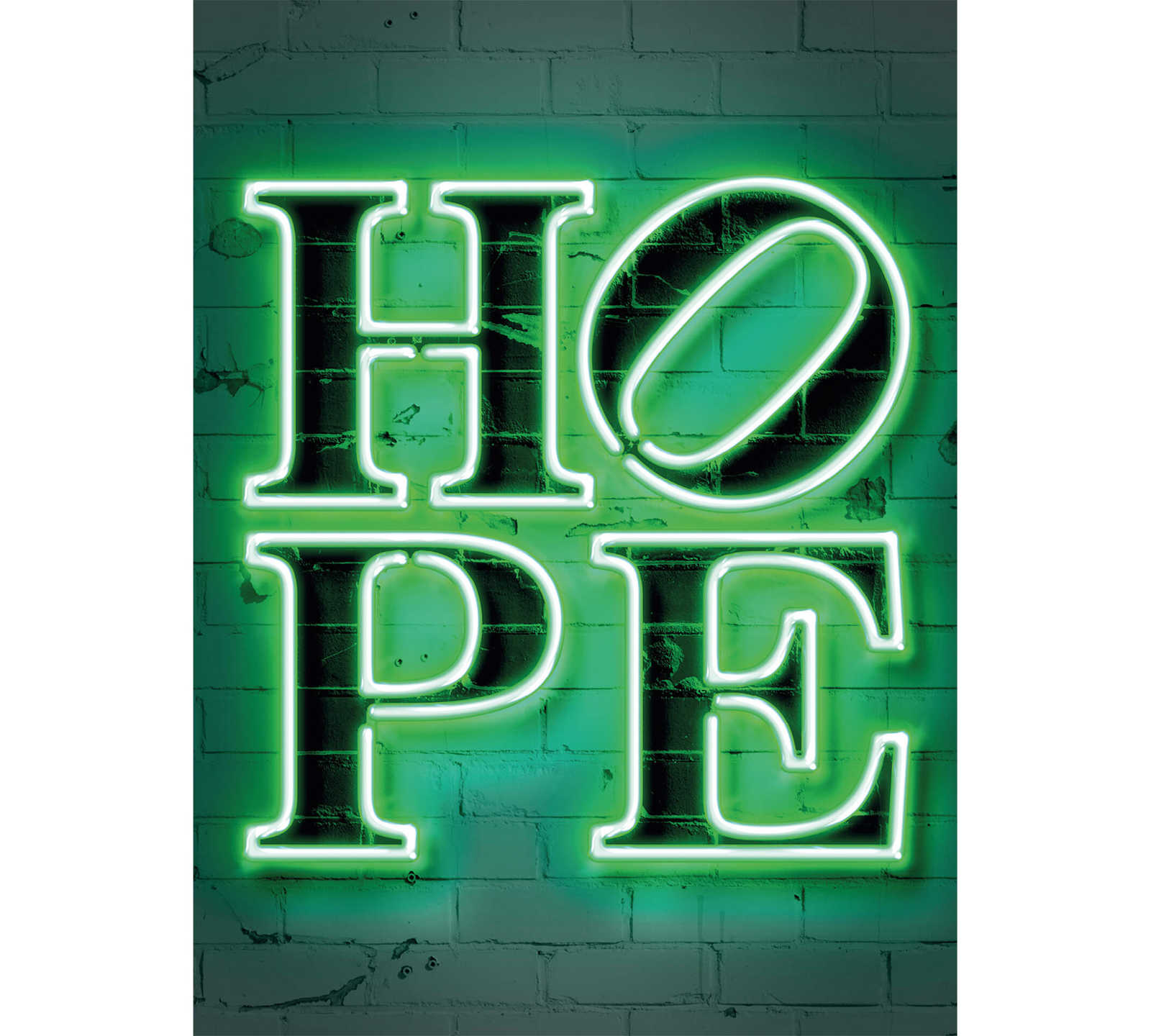         Papier peint panoramique étroit HOPE en lettres lumineuses
    