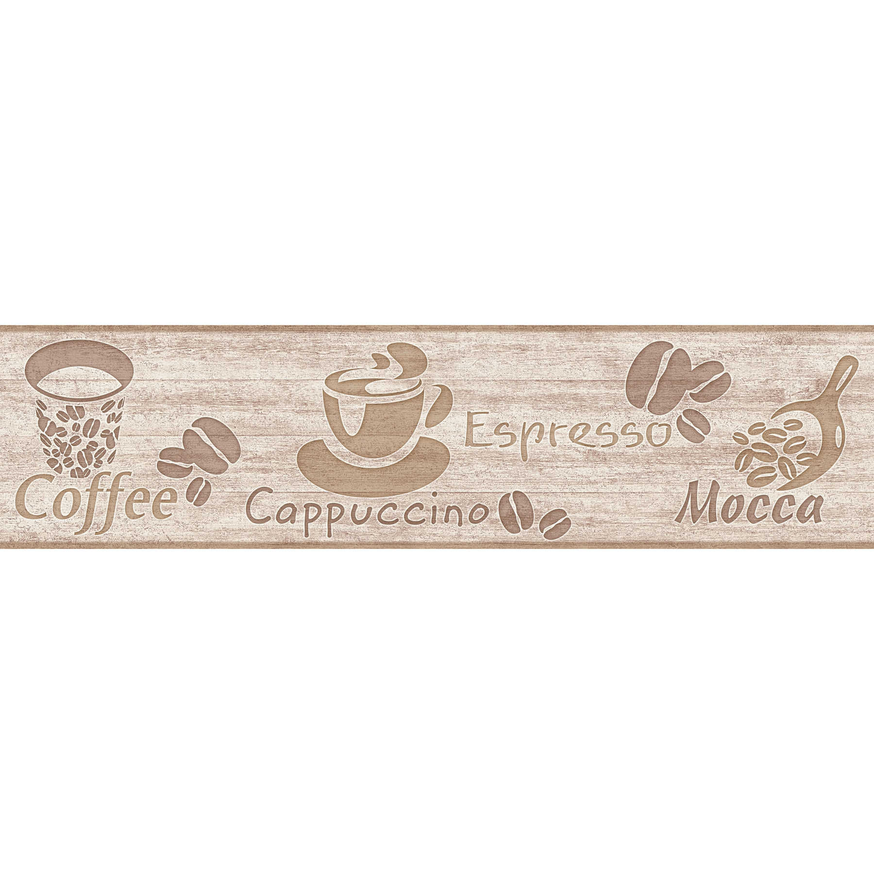         Behangrand koffie & houtlook voor de keuken - beige, bruin
    