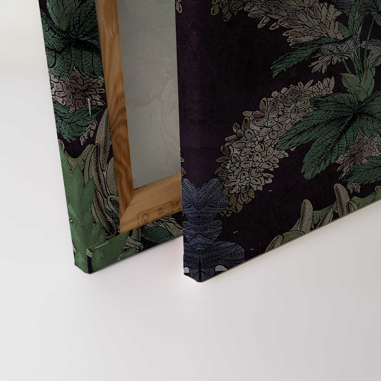             Dark Room 1 - Schwarzes Leinwandbild Botanical Muster Grün – 0,90 m x 0,60 m
        