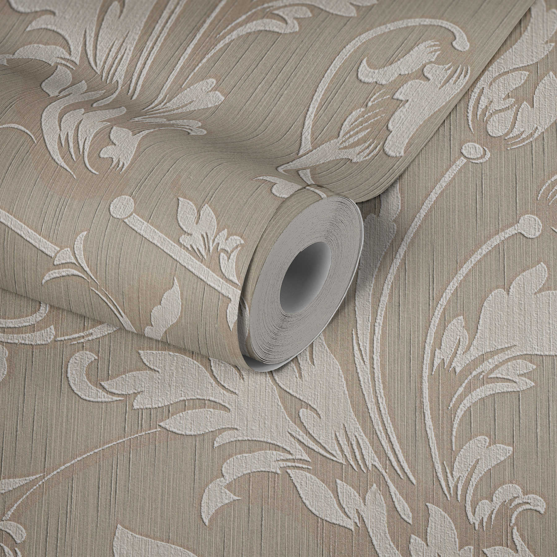             Tapete Kolonial Stil mit floralen Ornamenten – Beige
        