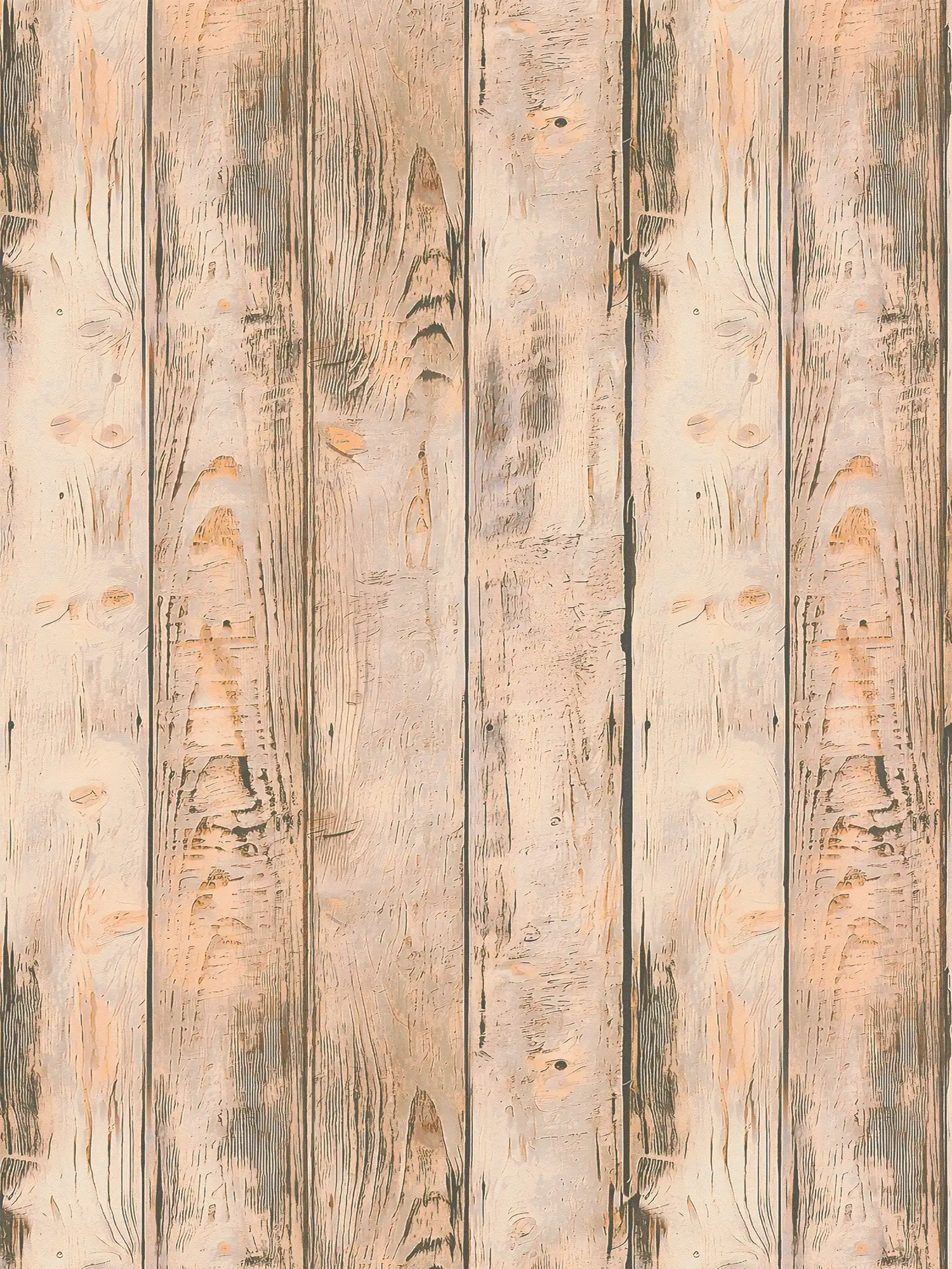 Rustikale 3D Holzplanken Vliestapete im Vintage Landhausstil – Beige, Braun