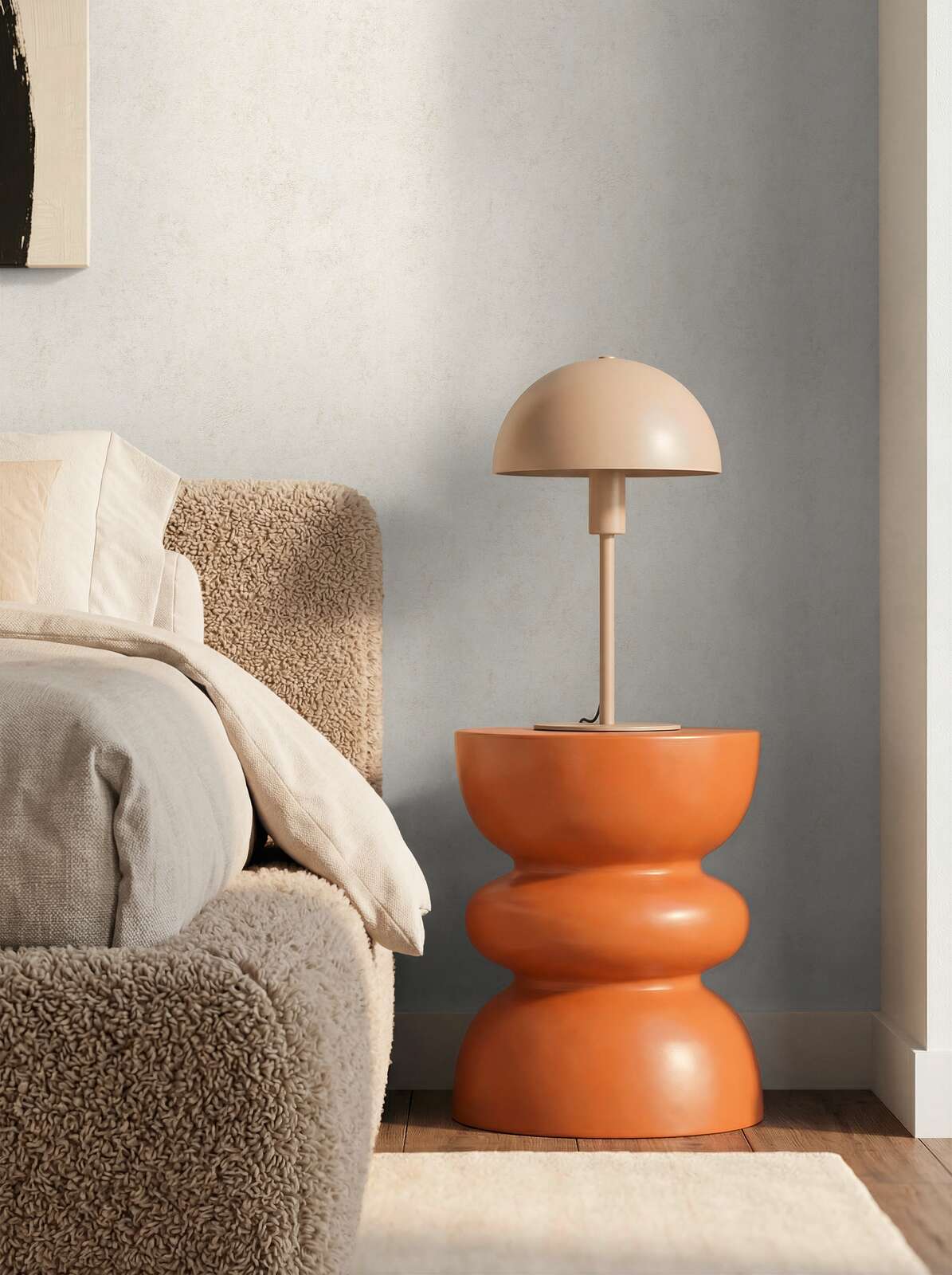 Beistelltisch, Tischlampe, Kugelstuhl, Lampe, Wohnzimmer