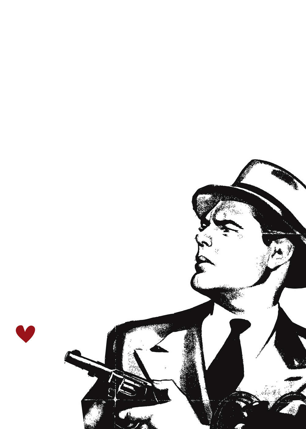 Mann mit Hut, Waffe, Pistol, Herz, Anzug