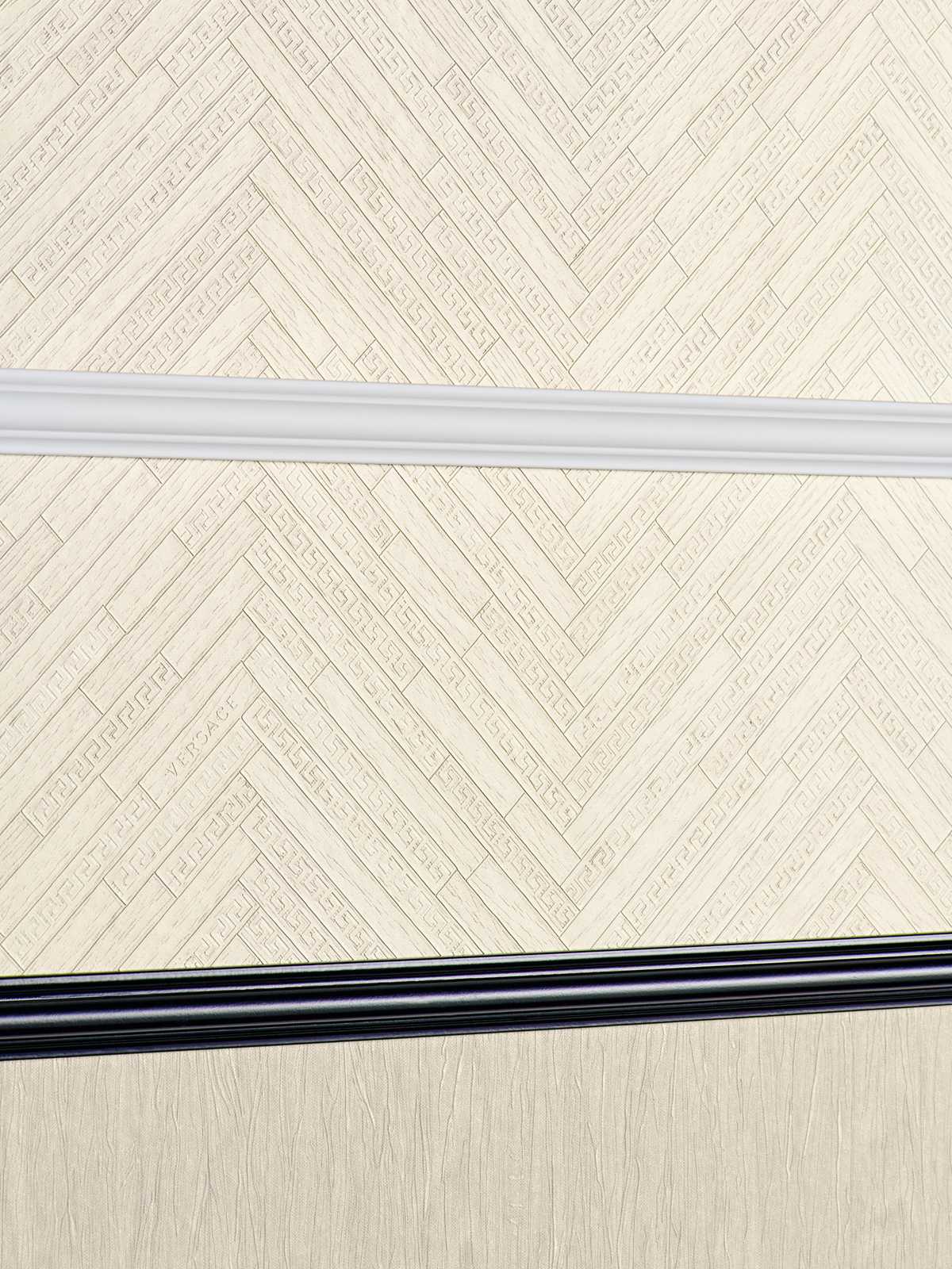             VERSACE Home Tapete realistische Holz Optik – Beige, Creme, Weiß
        