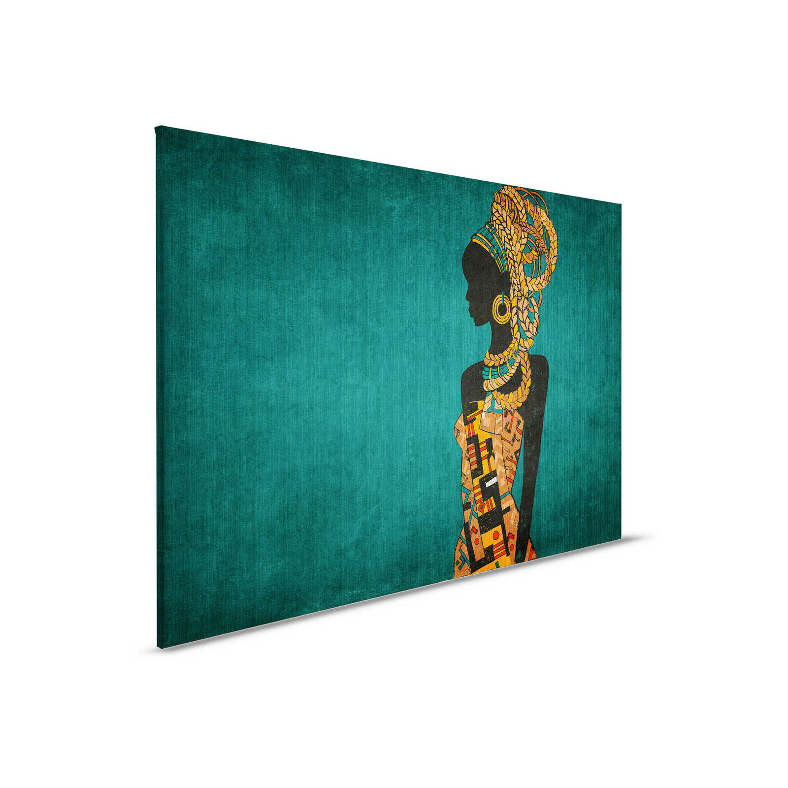         Nairobi 2 - African Style Leinwandbild Petrol mit Frauen Silhouette – 0,90 m x 0,60 m
    