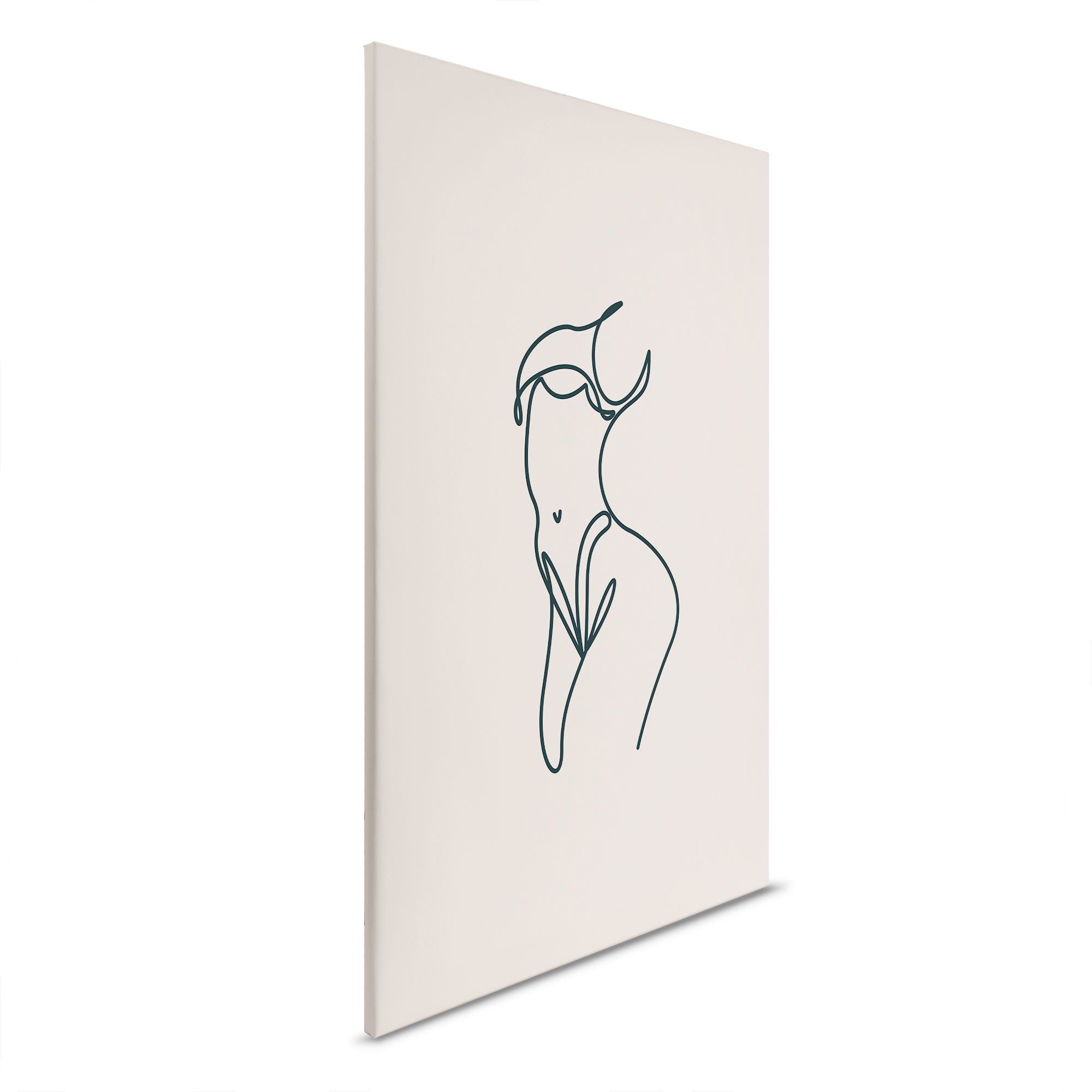         Thoughtful contour - Abstract female figure on canvas - 30 x 45 cm - Cream, Black
    