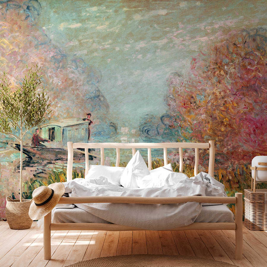         Fototapete "Das Bootsatelier auf der Seine" von Claude Monet
    