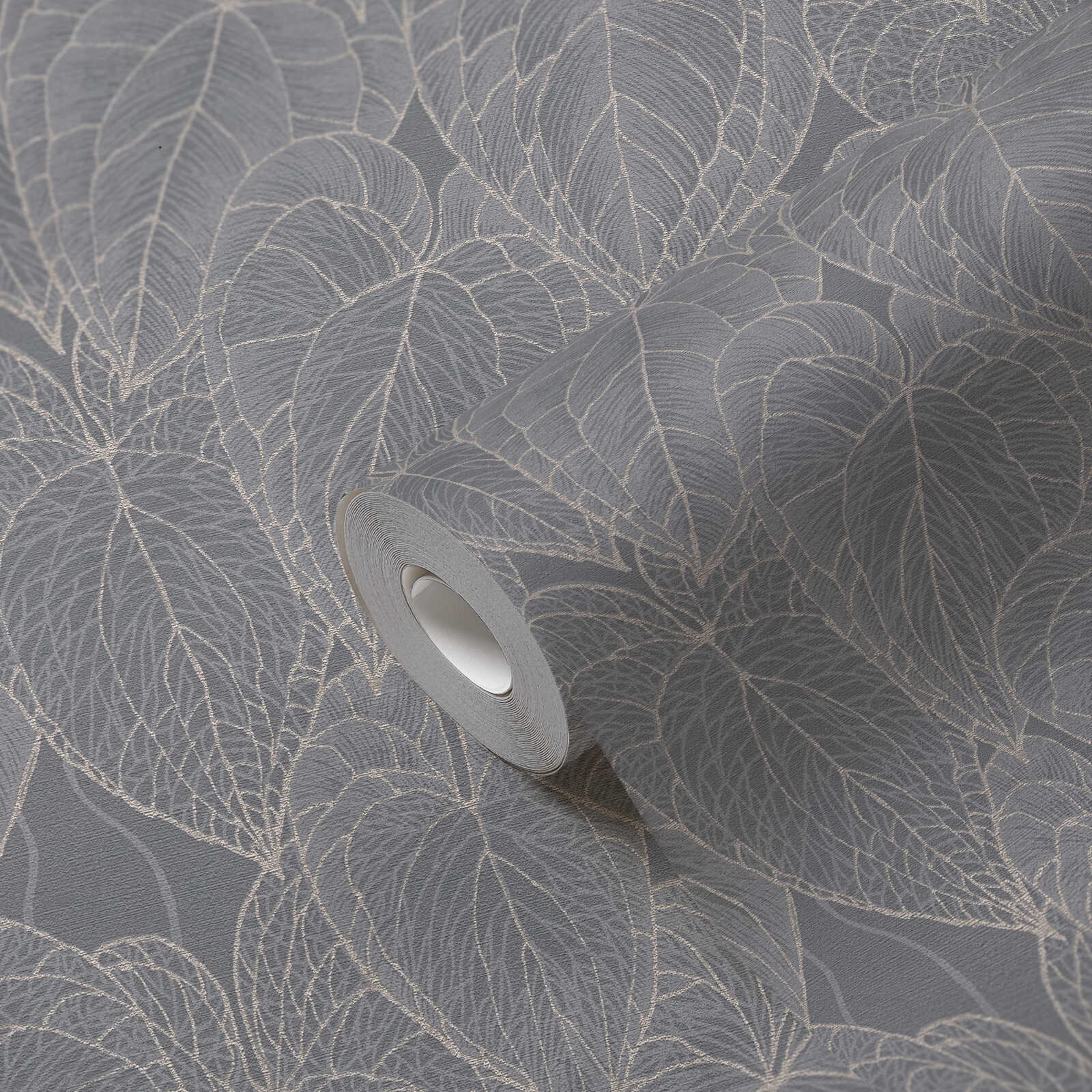 Daniel Hechter Moderne Vliestapete mit floralem Muster und metallischen Akzenten – Grau, Silber, Metallic