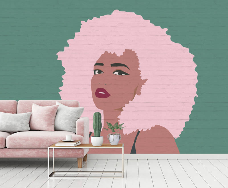             Frauen Fototapete Whitney im Colour Block Stil – Grün
        