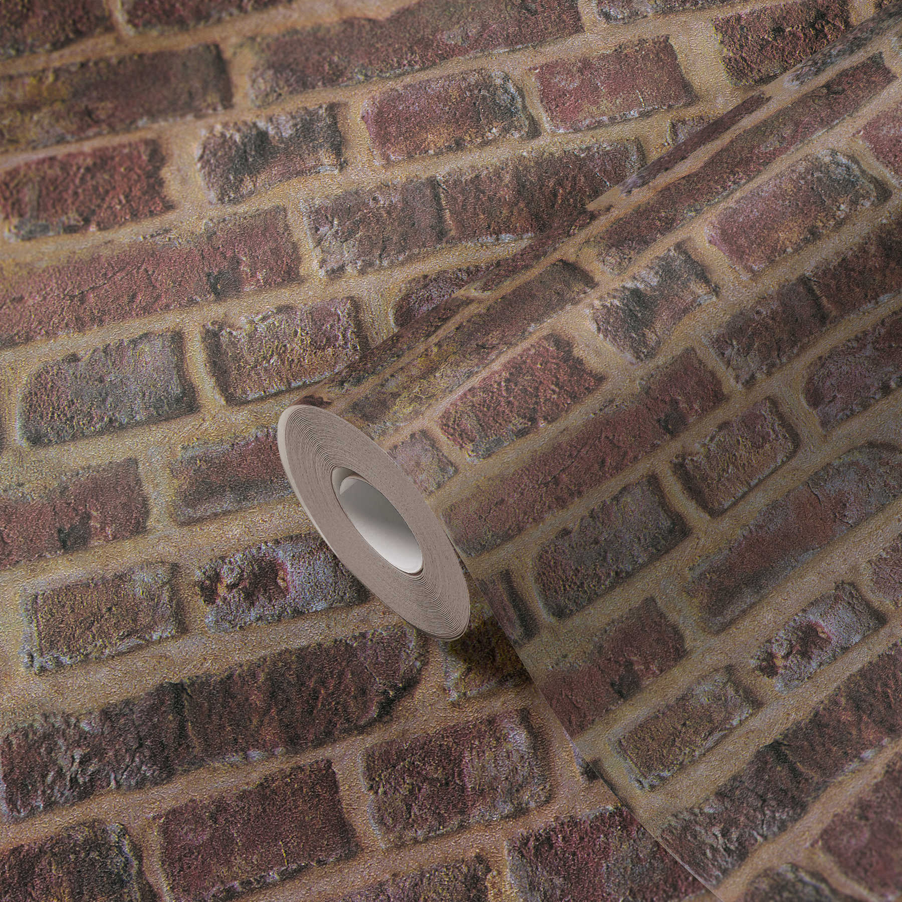             Stone optics wallpaper masonry in used look - brown
        