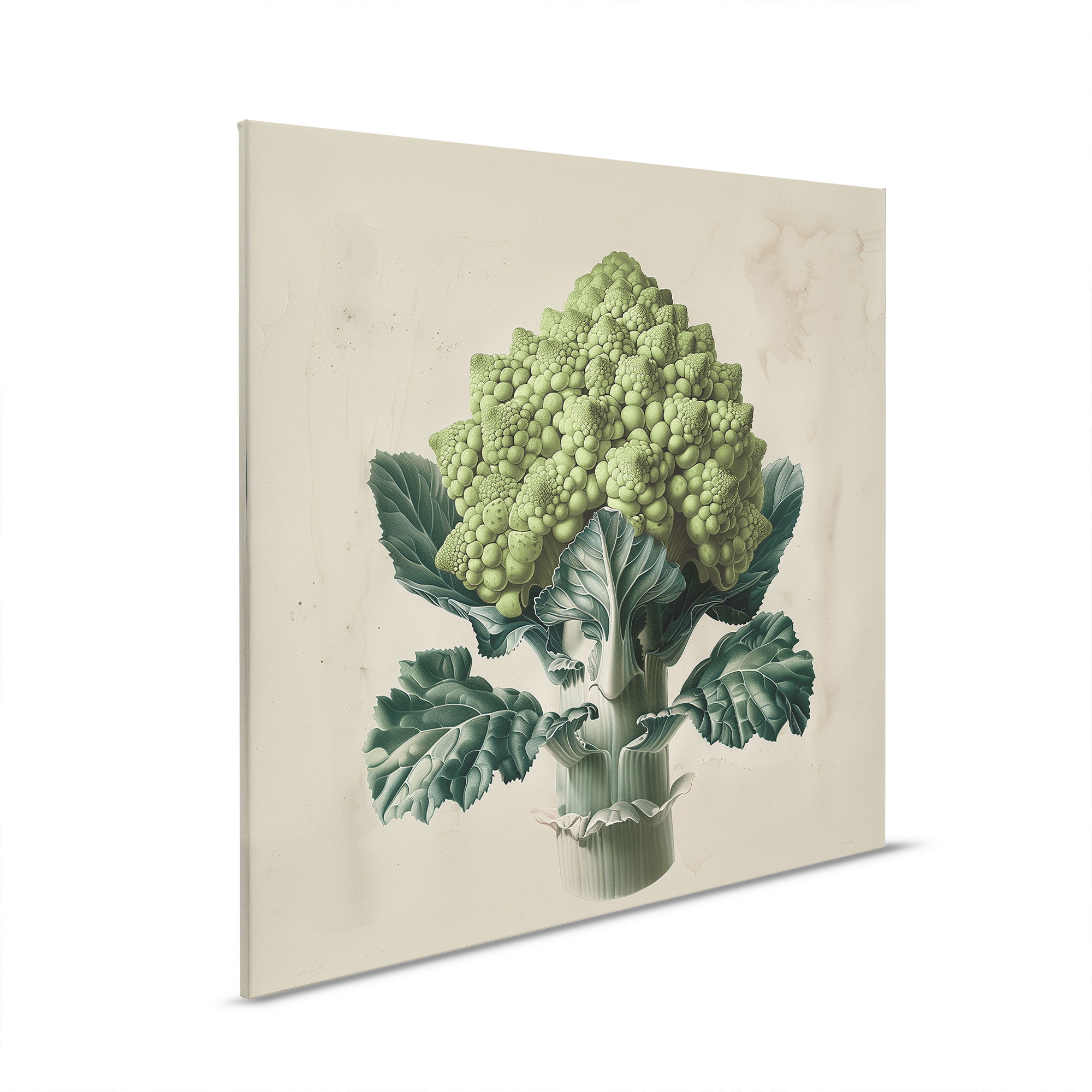         Romanesco Art - Geometrische schoonheid op canvas ideaal voor keuken en eetkamer - 30 x 30 cm - Crème, Beige
    