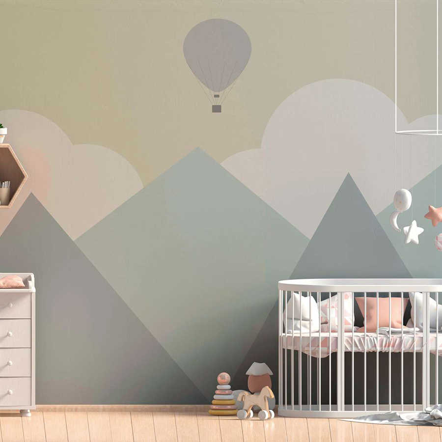 Kinderzimmer, Wandbild, Wandgrafik, Babybett, Möbeldekor