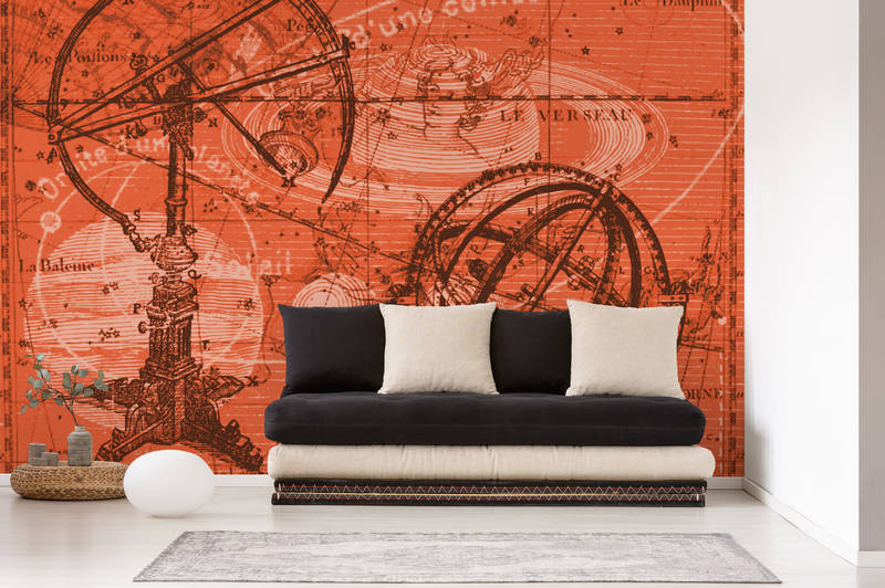 wand mural, orange mural, Sofa, Kissen, Wohnzimmer modern