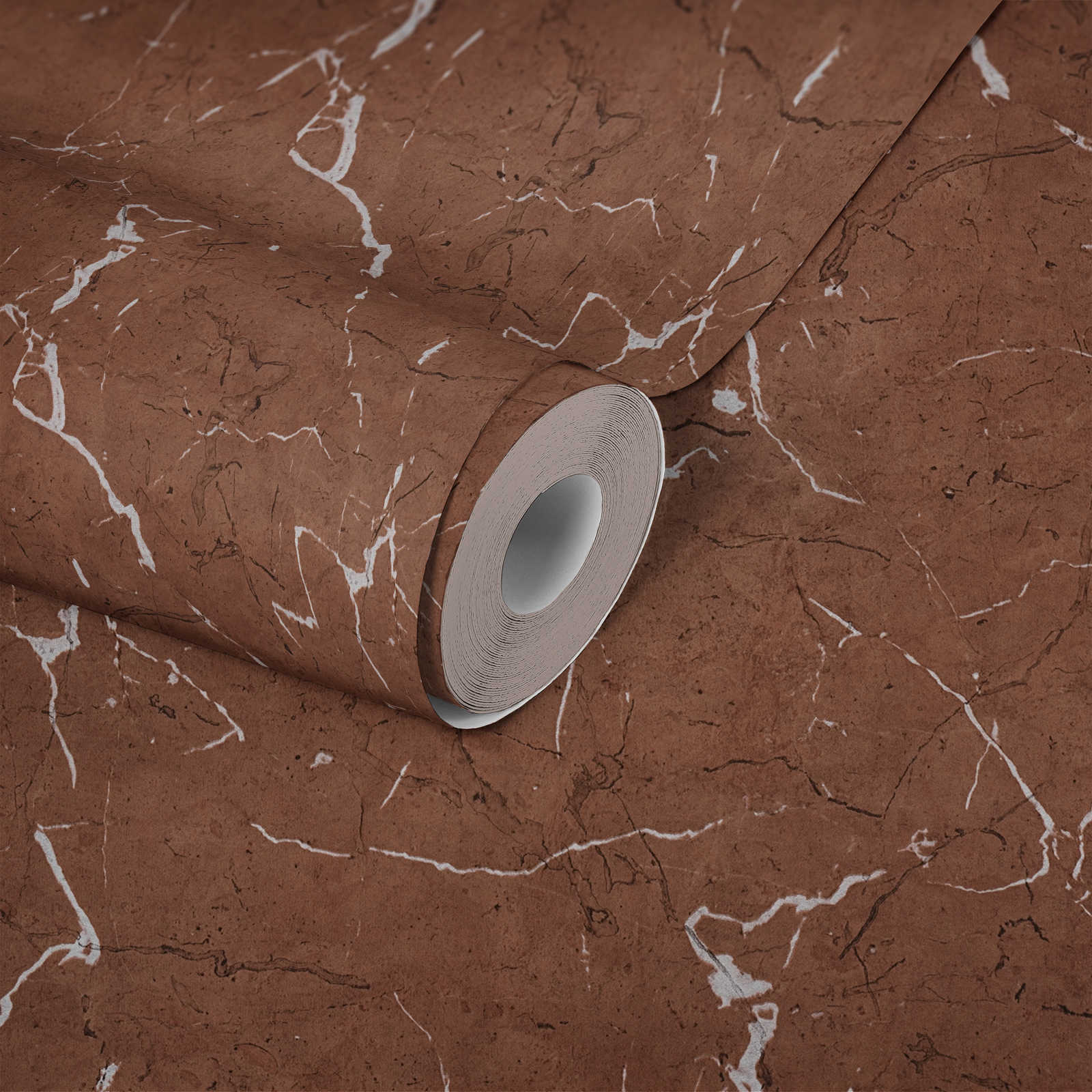 Vliestapete Marmoroptik mit Glanz-Effekt – Braun, Metallic
