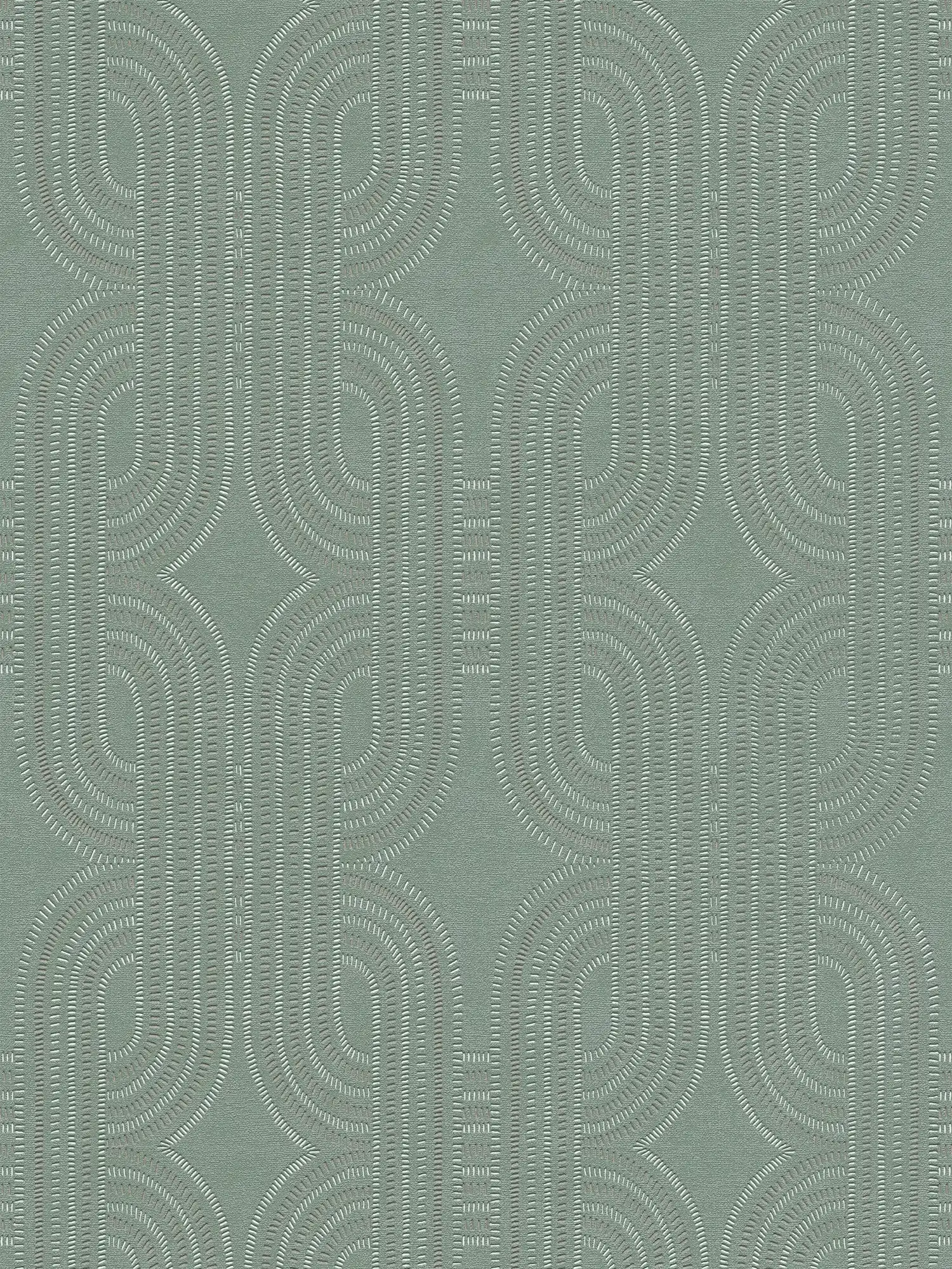 Retro Vliestapete mit grafischem Muster – Blau, Grün, Braun