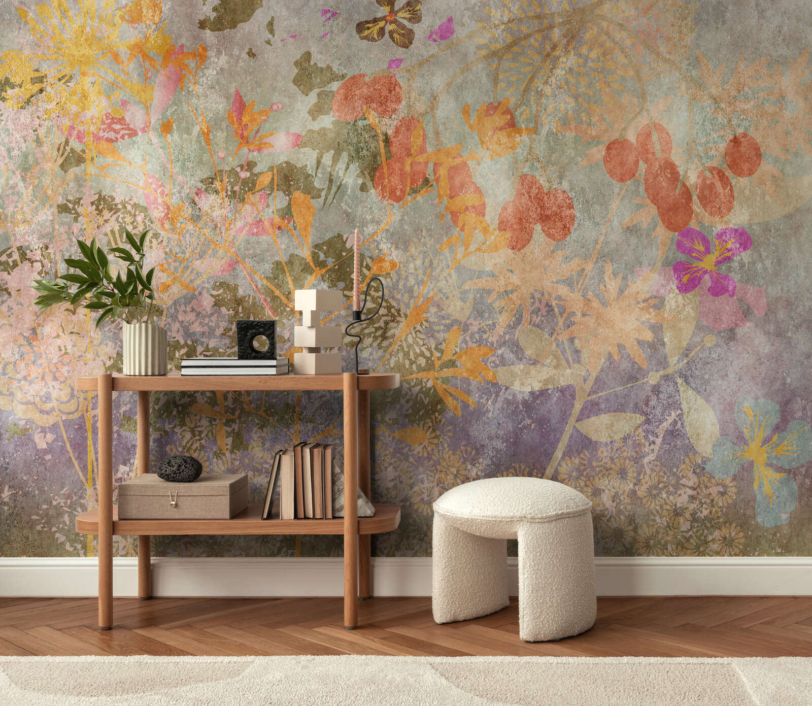 Tapete, Wandbild, Floral, Pastell, Wohnzimmer