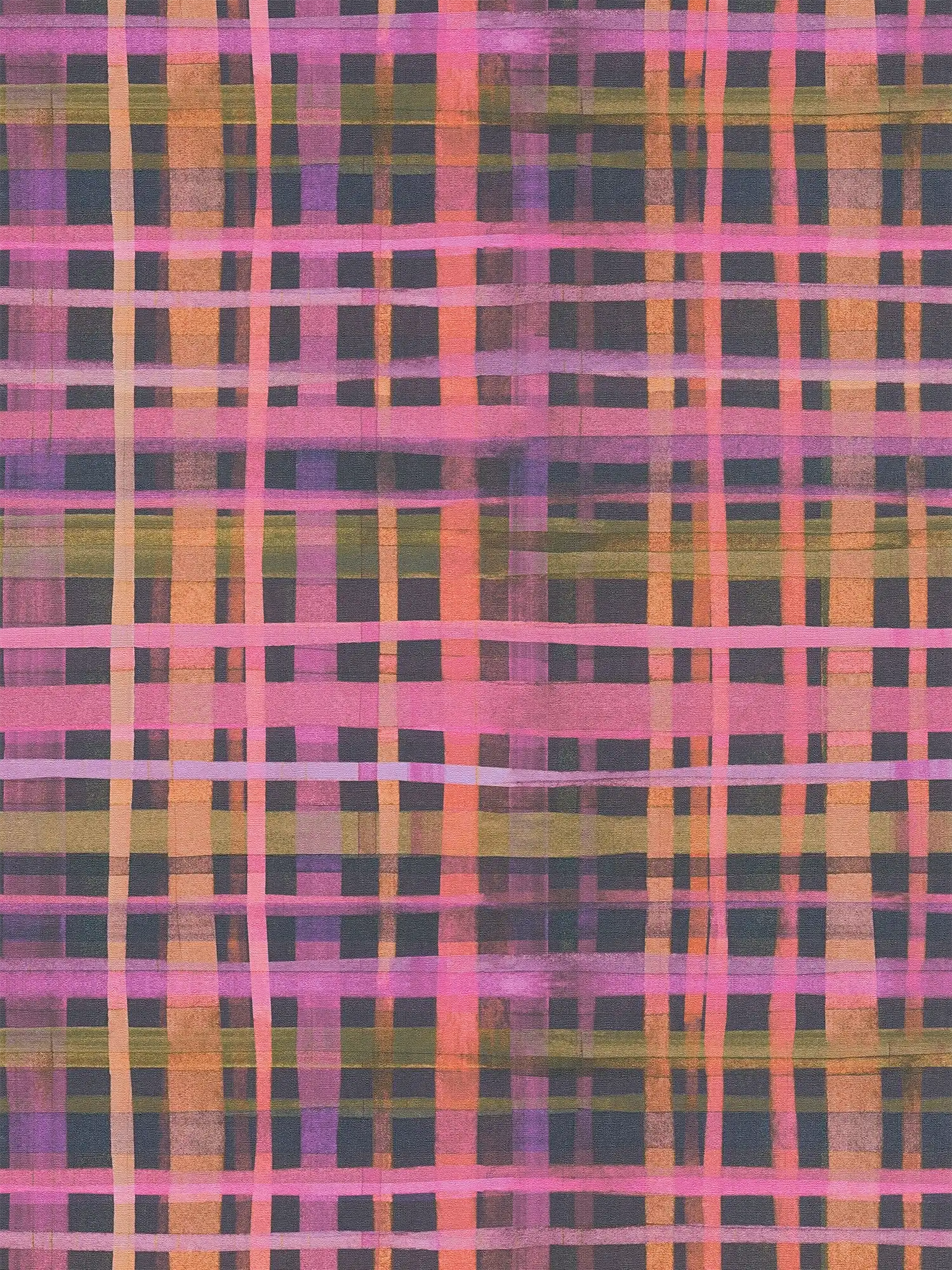        papier peint en papier intissé légèrement structuré avec motif à carreaux vifs - rose, multicolore
    