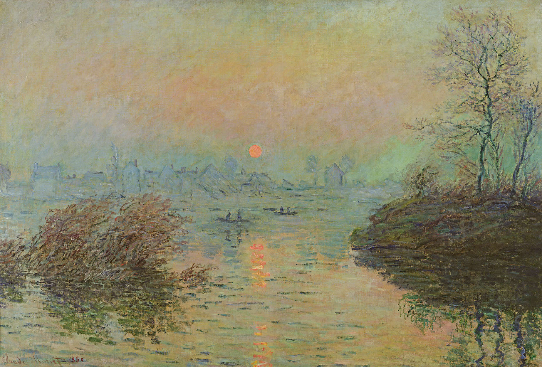             Fototapete 'Sonnenuntergang über der Seine bei Lavacourt' von Claude Monet
        