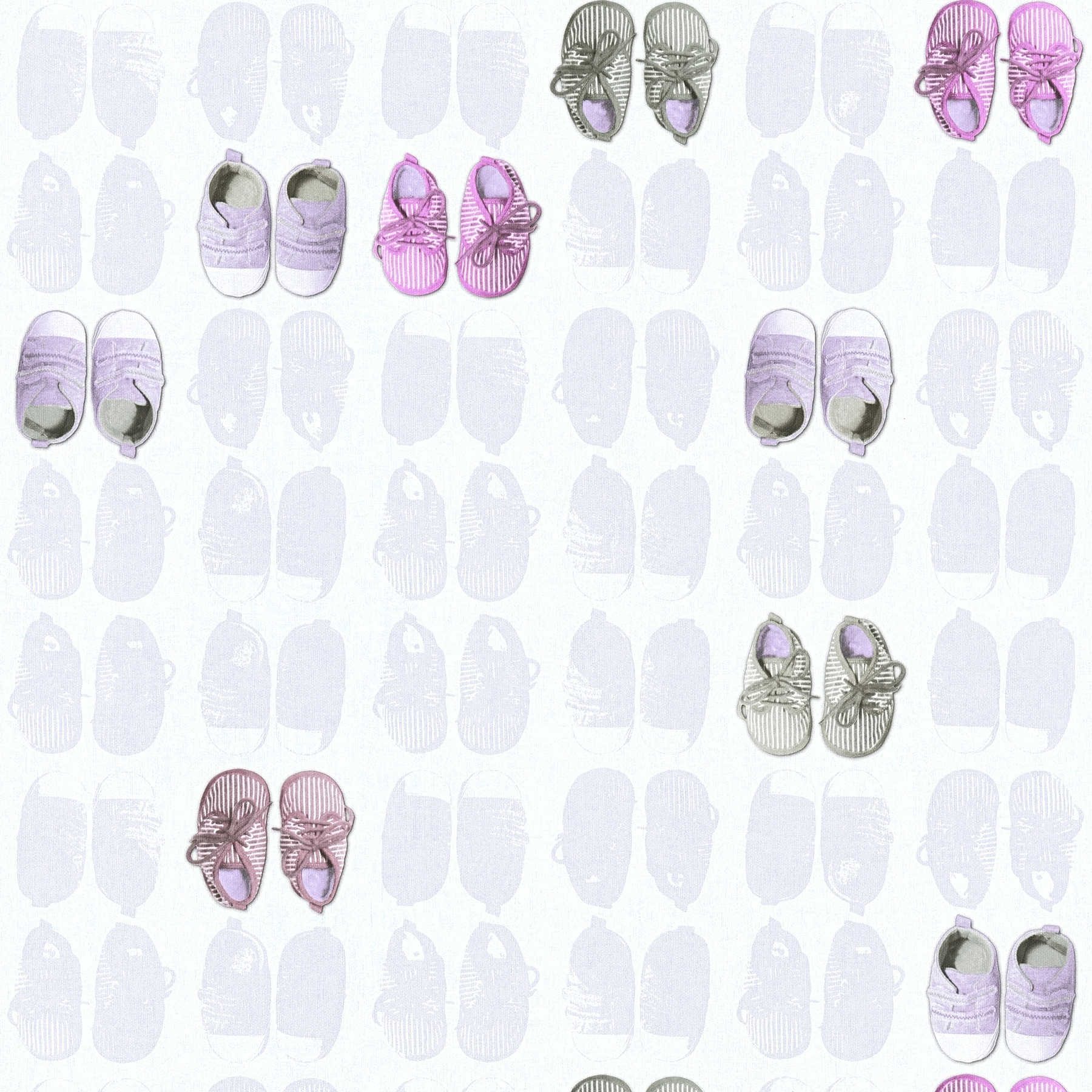         Chambre de bébé Papier peint Chaussons de bébé fille - Rose, blanc
    
