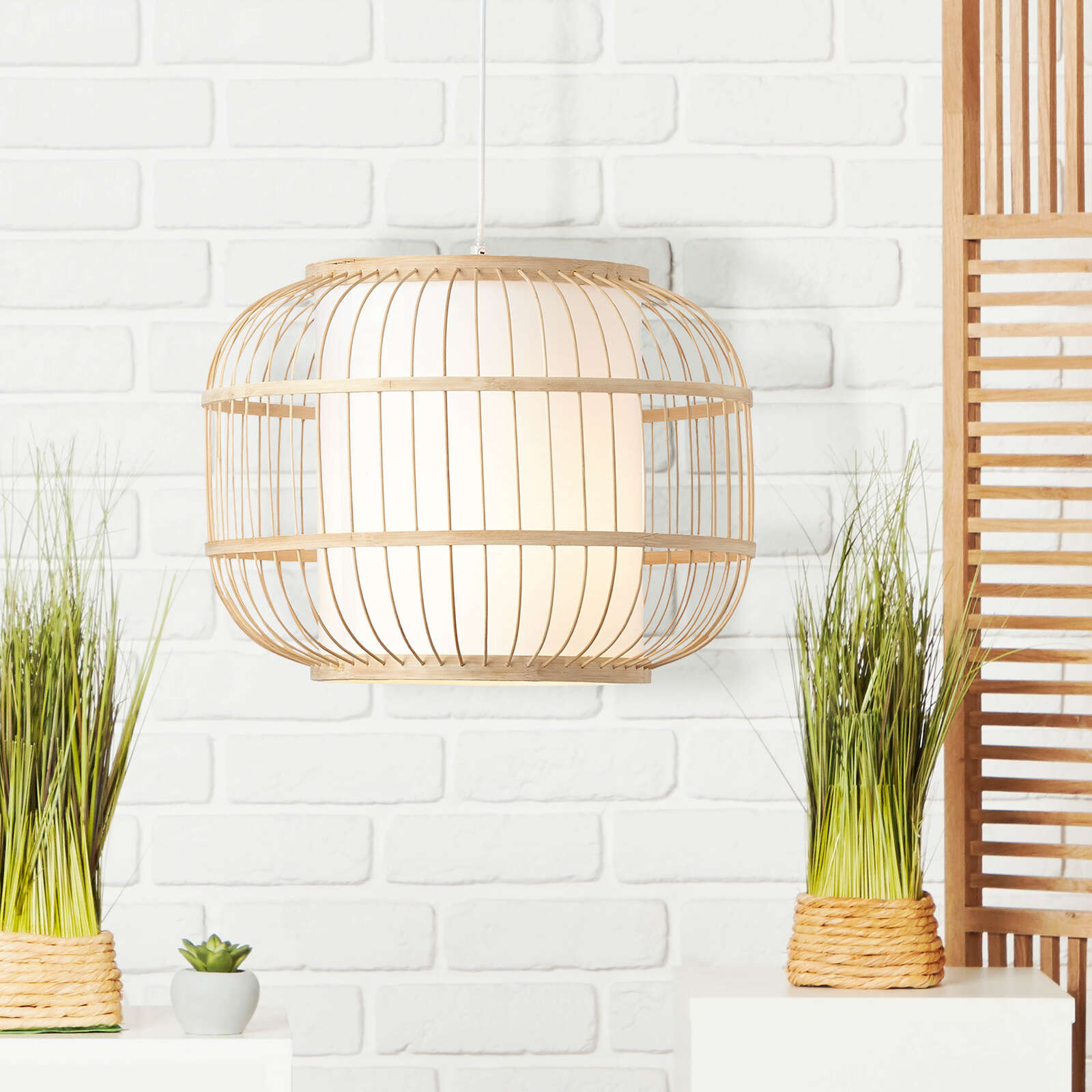             Bamboo pendant light - Charlie 2 - Brown
        