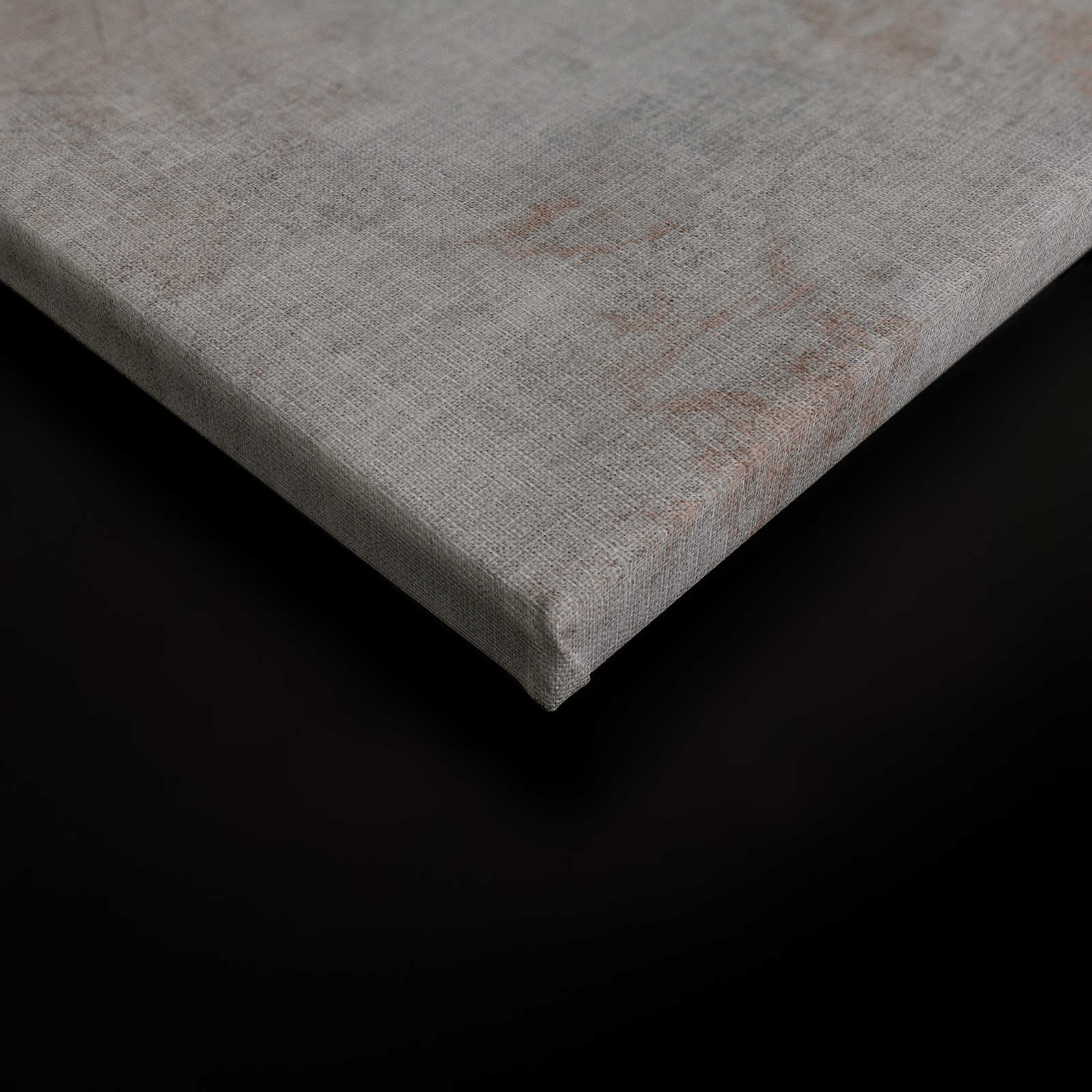 Big three 2 - Leinwandbild, naturleinen Struktur in Betonoptik mit Büffel – 0,90 m x 0,60 m
