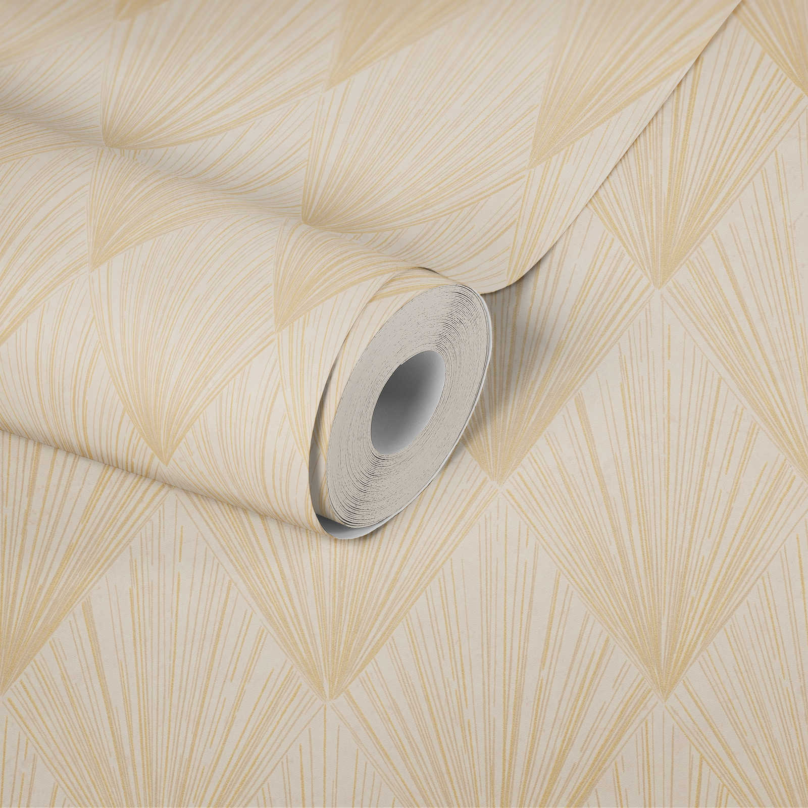             Tapete mit Gold-Muster im neuen Art Déco Stil – Beige, Metallic
        