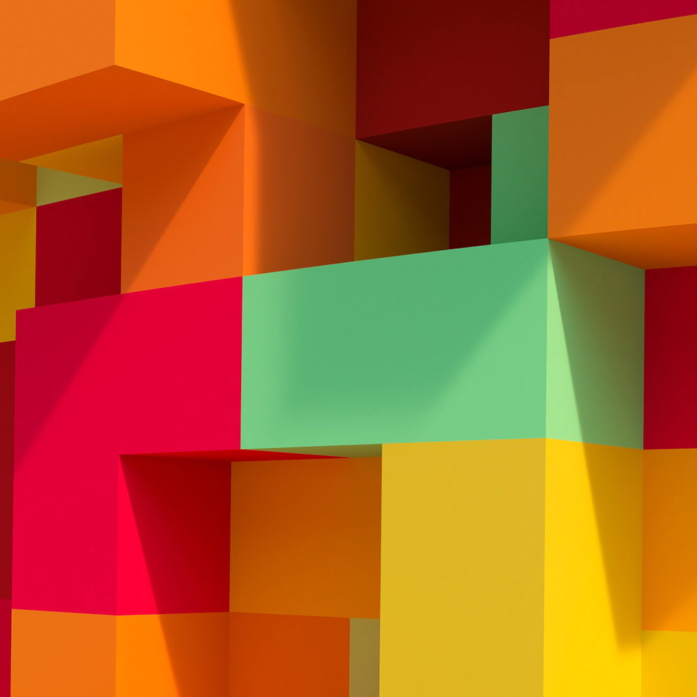 geometrische formen, farbblöcke, wandkunst, kubenmuster, bunte farbflächen