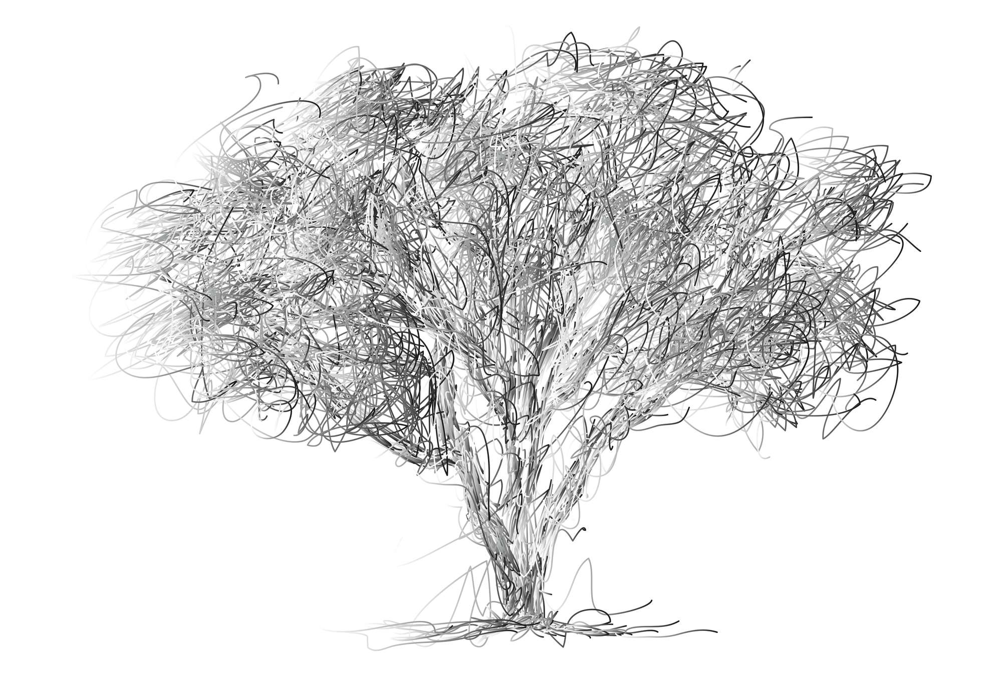 baum, blätter, strudel, kunstzeichnung, linie