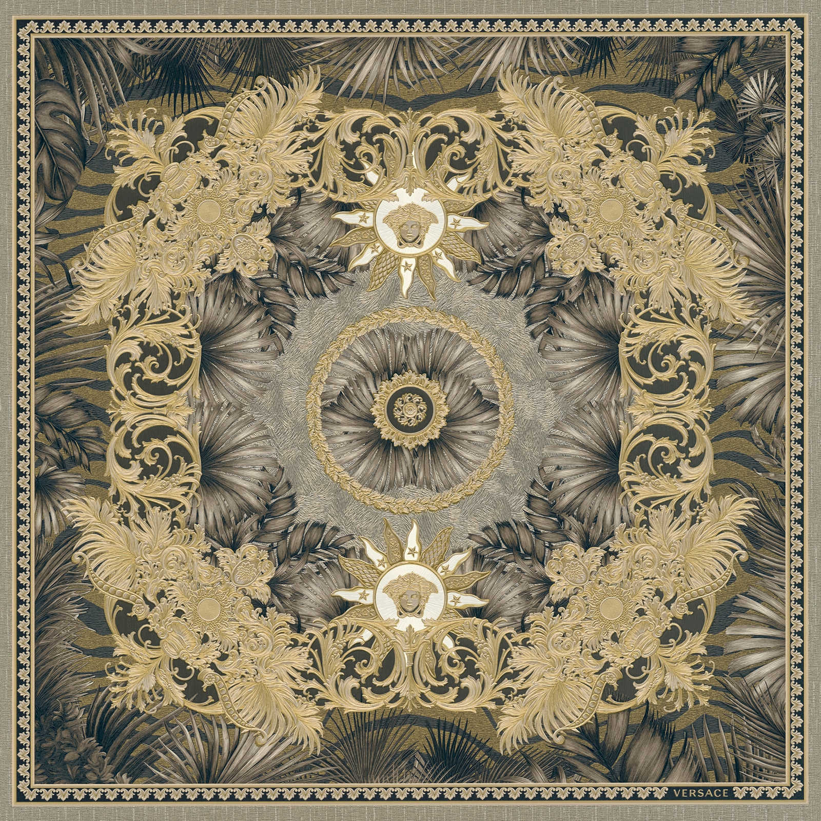             Metallic Tapete VERSACE mit opulentem Design – Schwarz
        