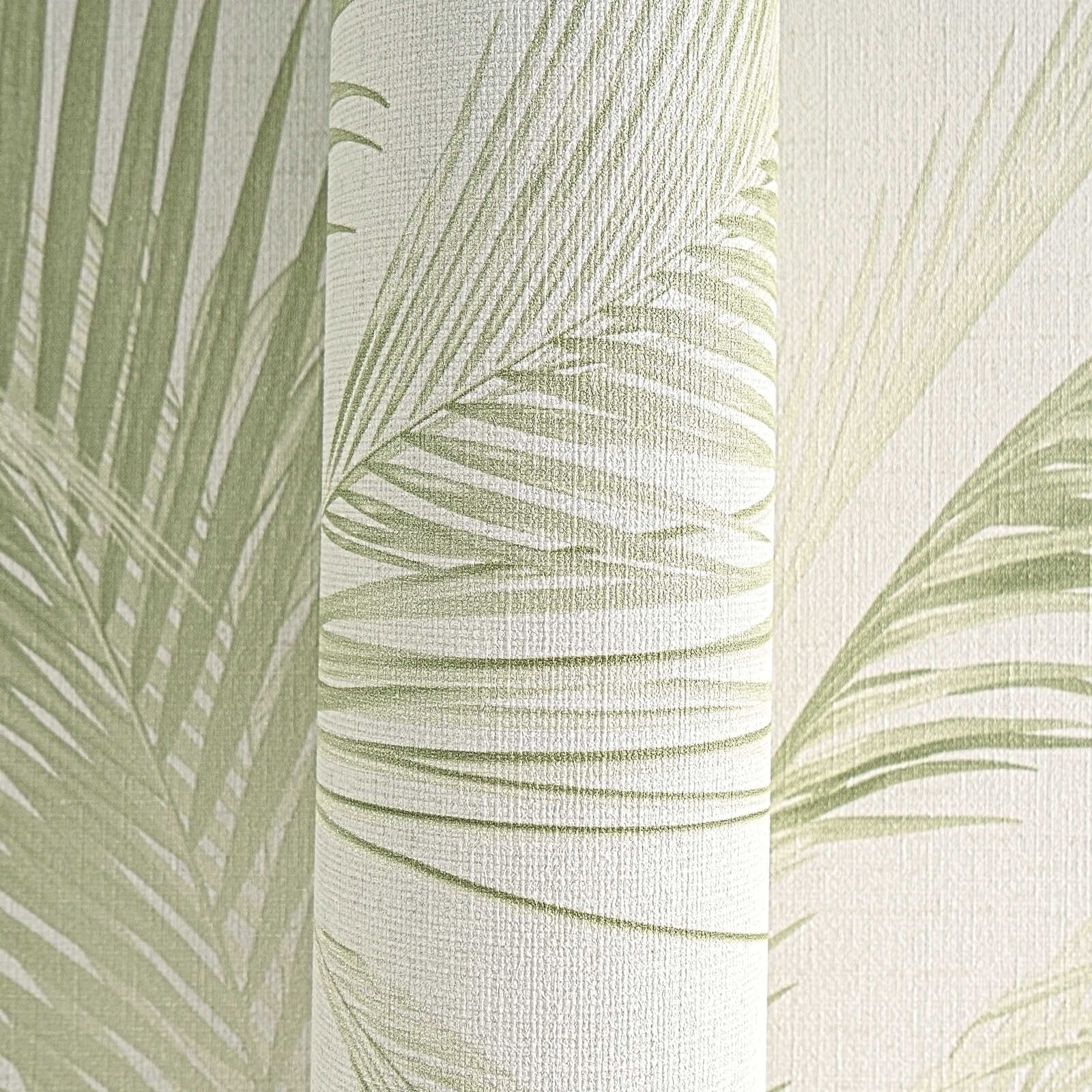             MICHALSKY Vliestapete mit Palmenblättern im Vintage Stil – Creme, Grün
        