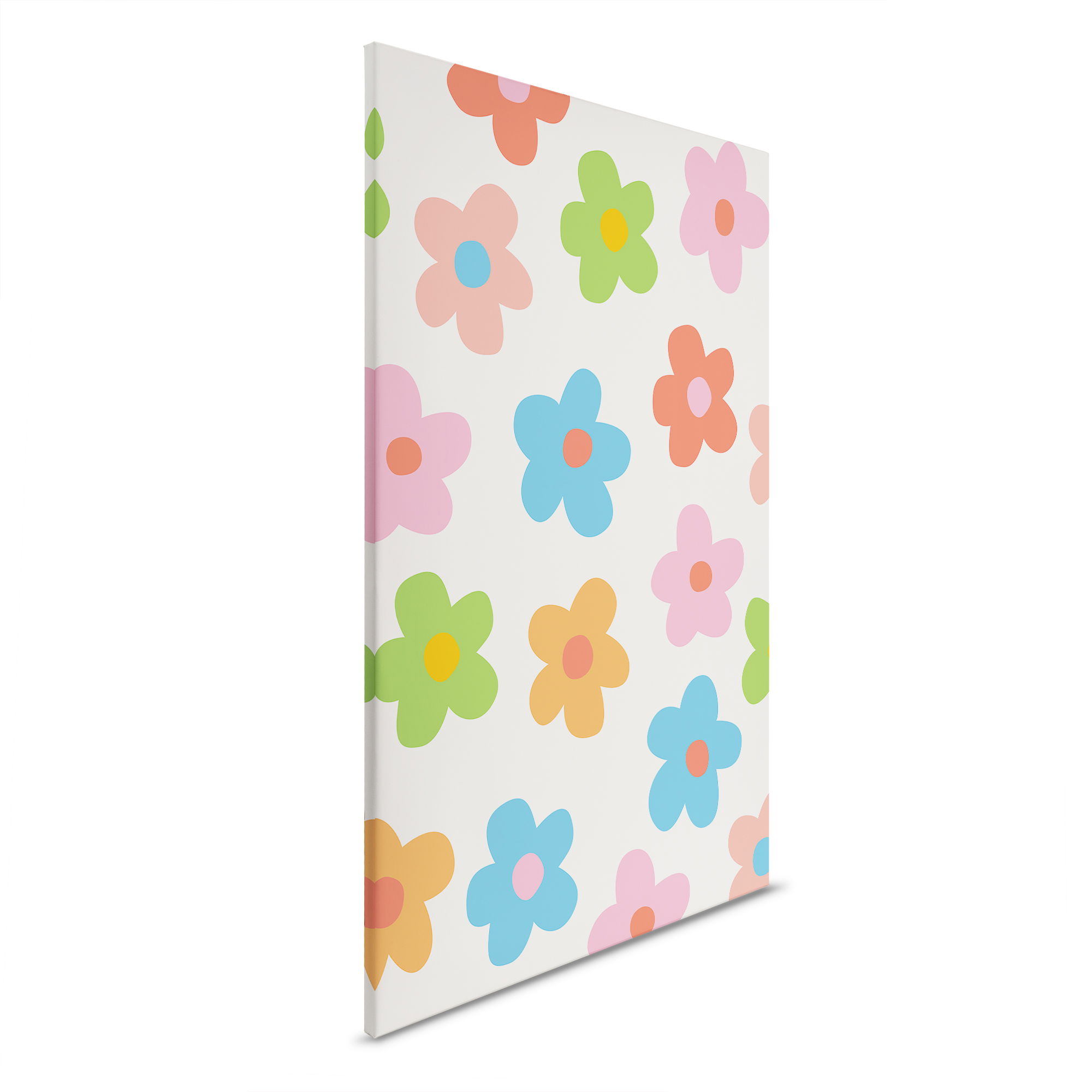         Blütenzauber - Verspielte Blumenmuster in bunten Farben auf Leinwand – 30 x 45 cm - Creme, Weiss
    