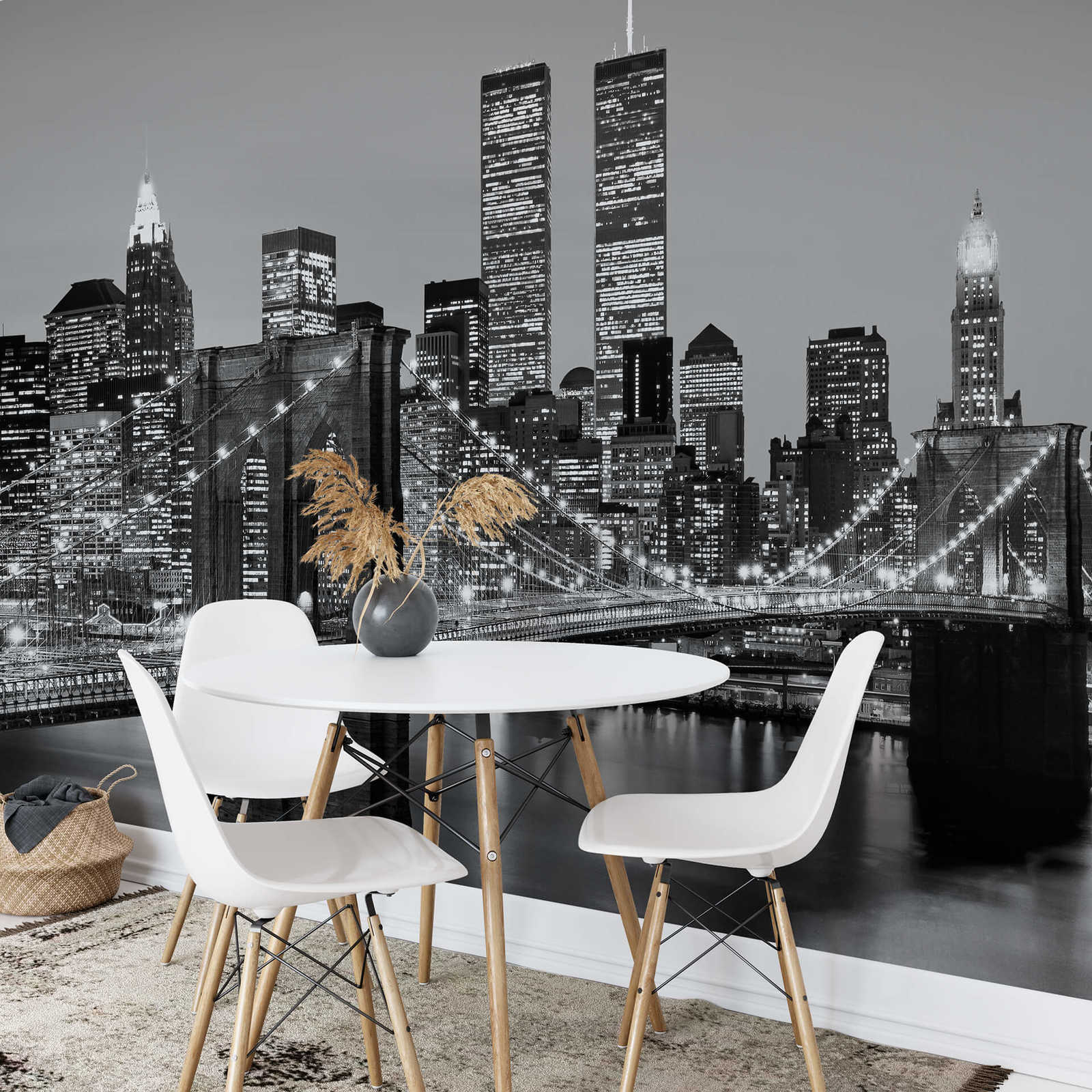             Black and white photo wallpaper retro Manhattan skyline
        