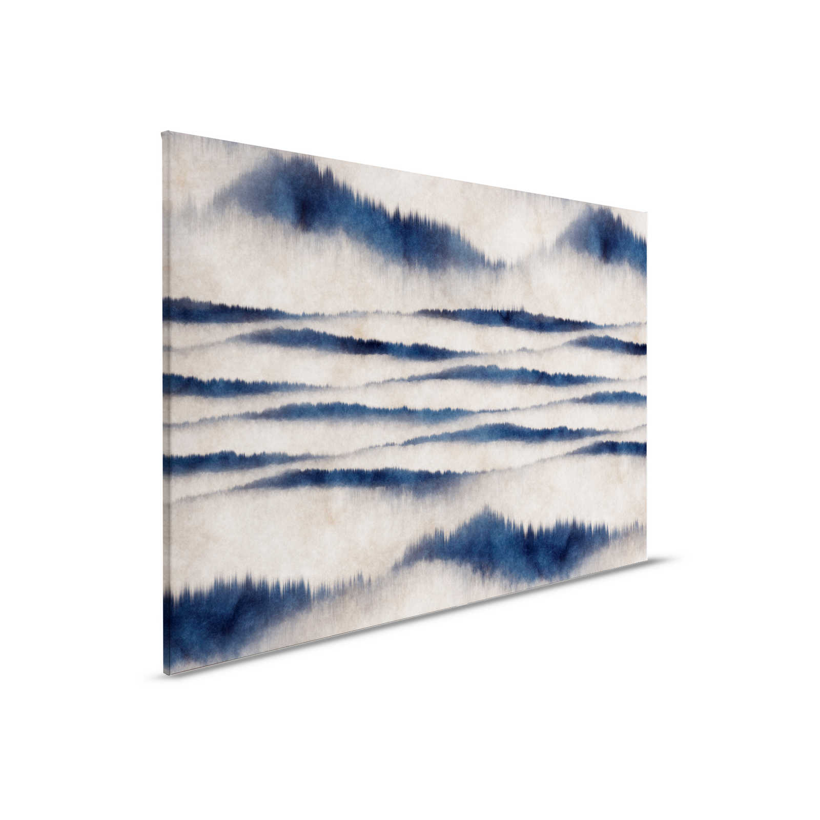         Canvas schilderij abstract patroon golven | blauw, wit - 0,90 m x 0,60 m
    